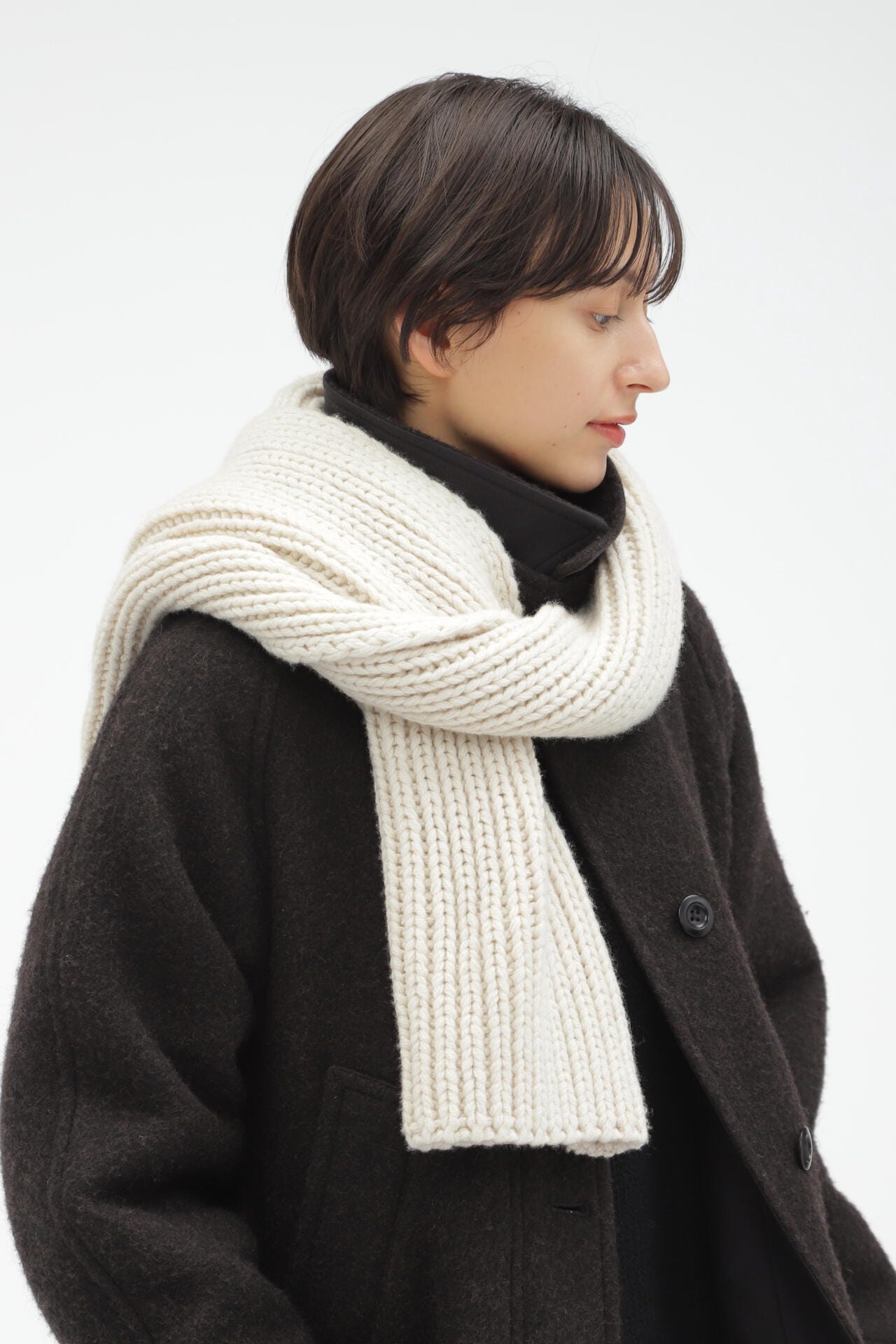 MERINO CASHMERE CHUNKY RIB SCARF