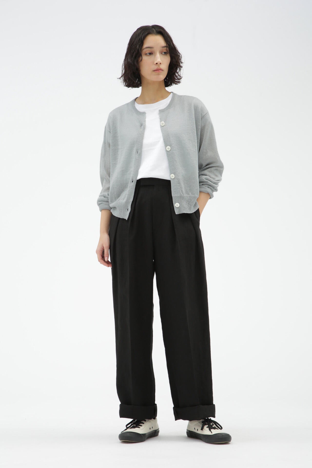 COMPACT LINEN TROUSERS