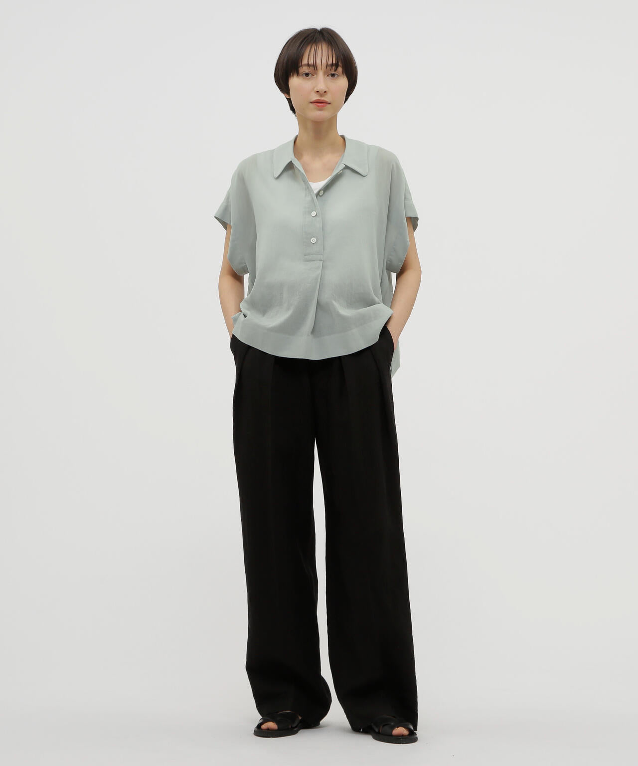 COMPACT LINEN TROUSERS