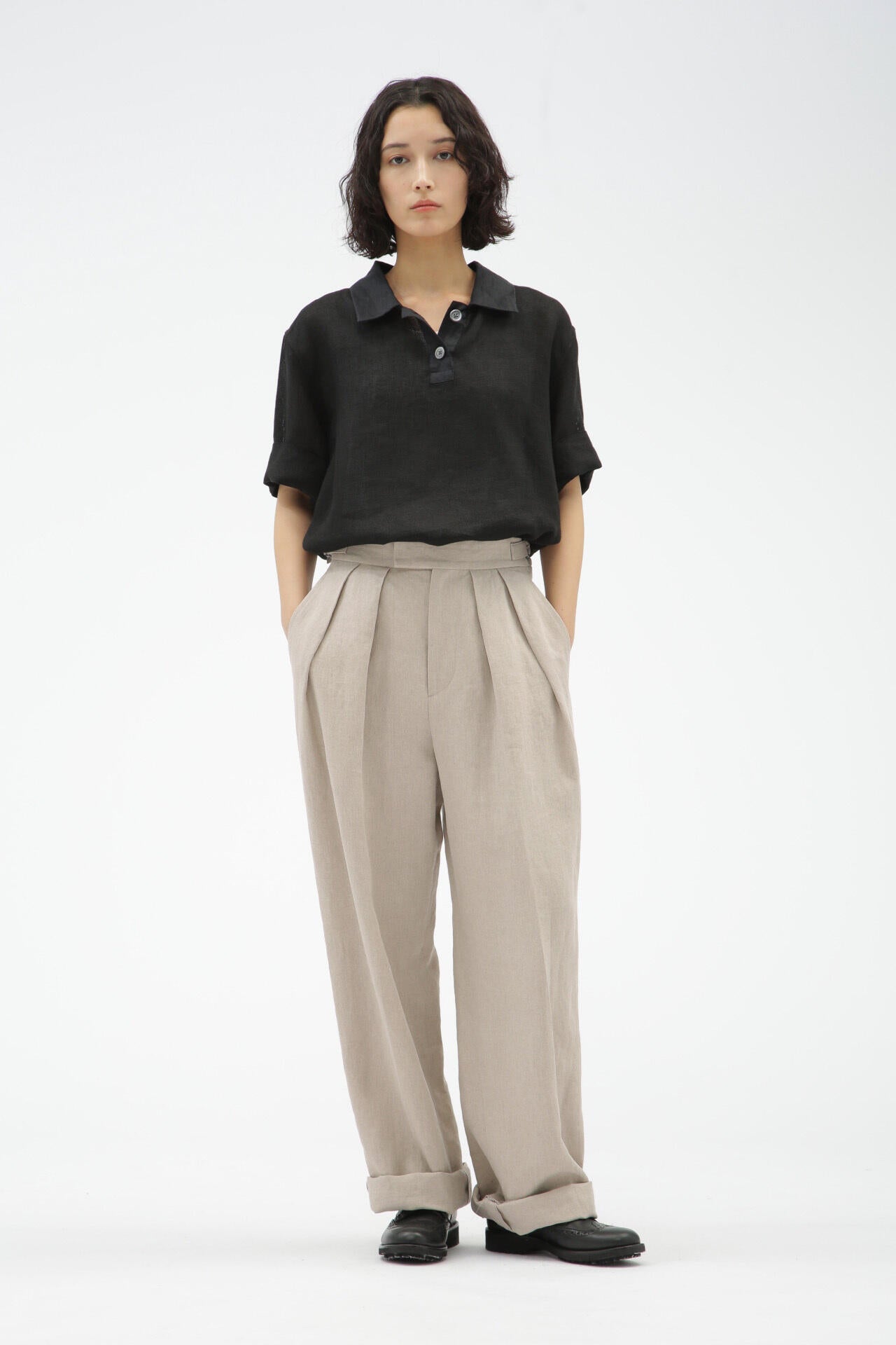 COMPACT LINEN TROUSERS