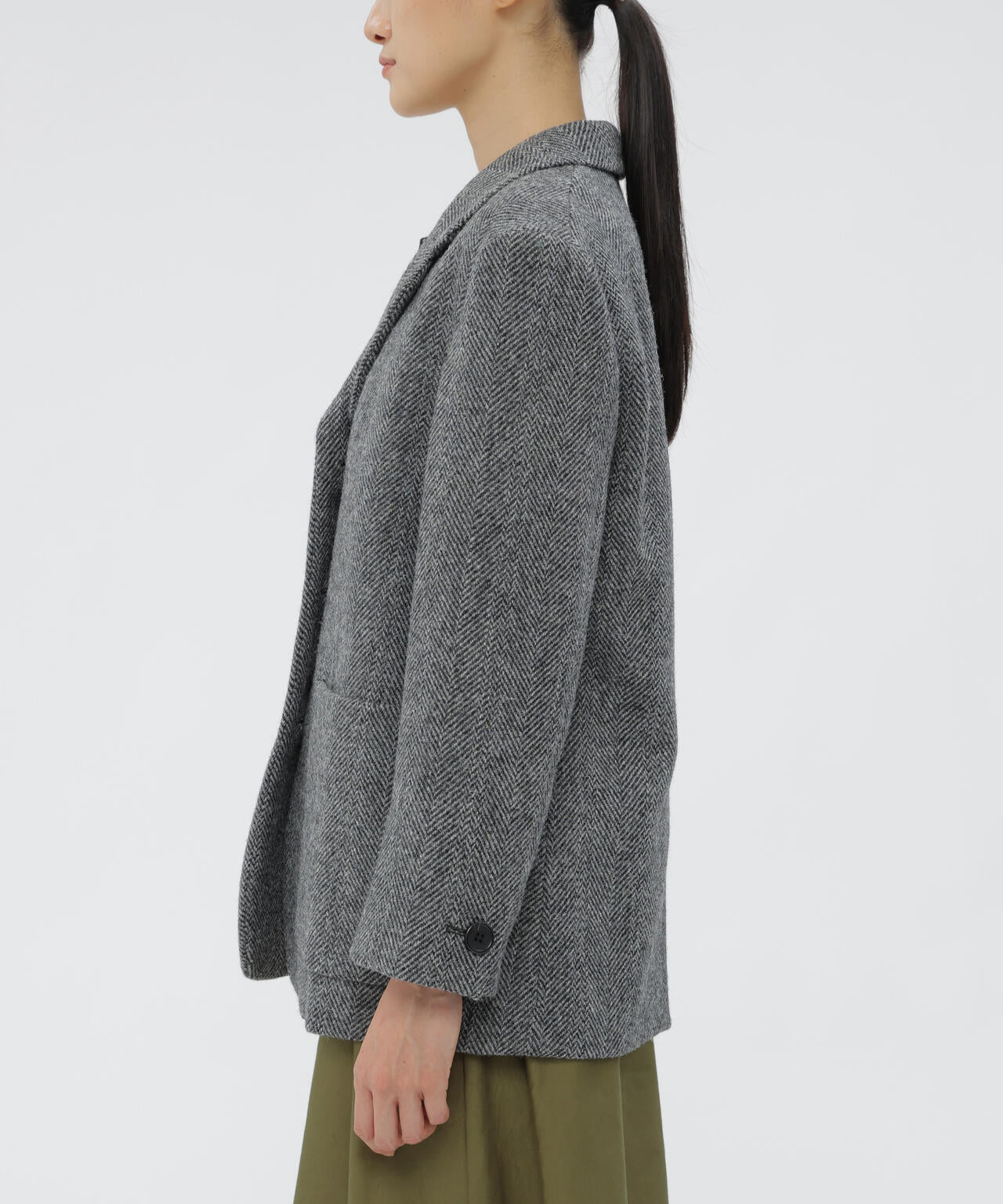 WIDE HERRINGBONE WOOL JACKET