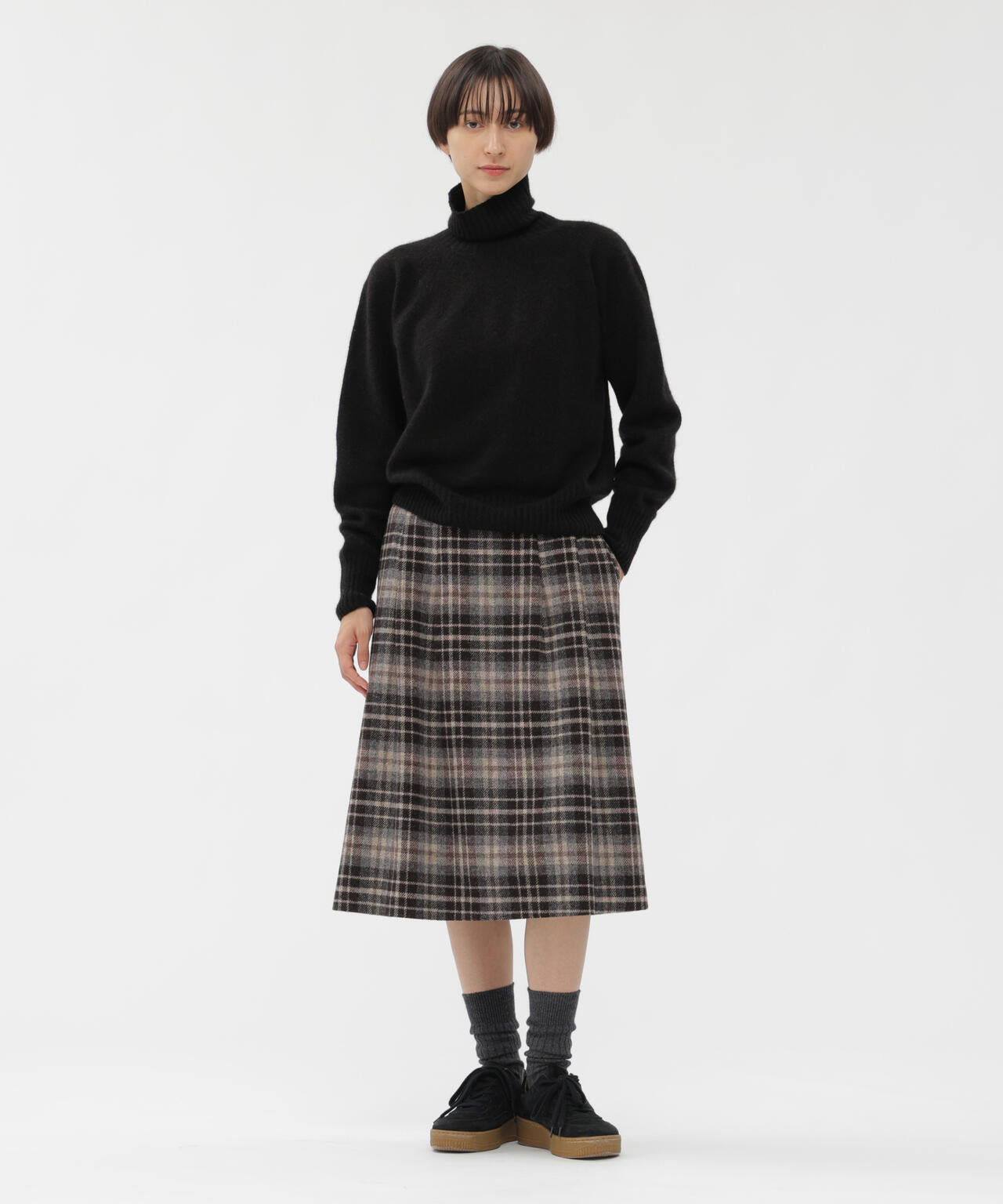 LARGE CHECK WOOL SKIRT