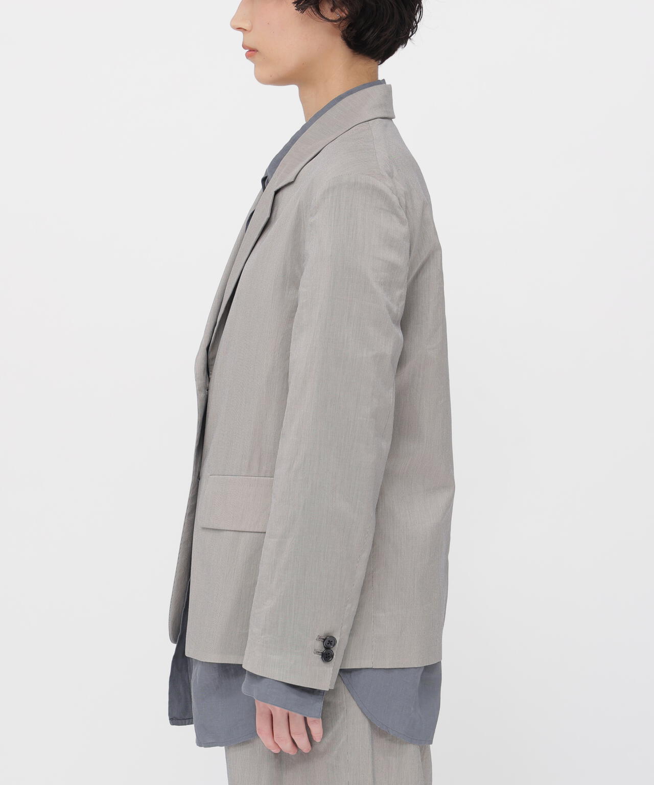 FINE STRIPE COTTON SILK JACKET