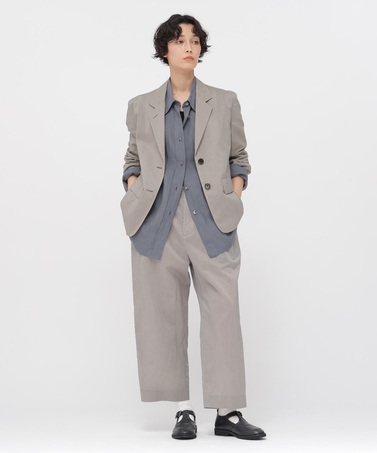 FINE STRIPE COTTON SILK JACKET | MARGARET HOWELL（マーガレット