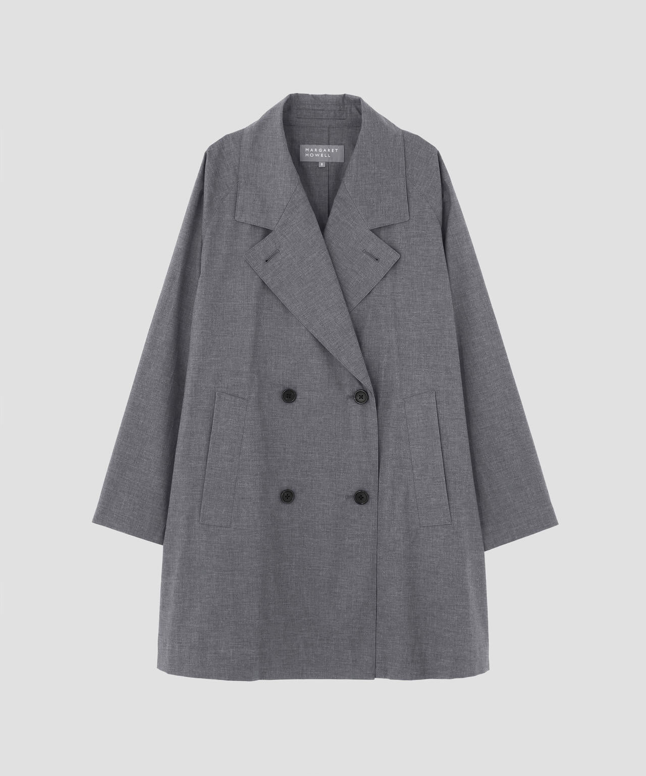 美品 MARGARET HOWELL ウール Pコート チャコールグレー色 L FINE COTTON COATING COAT | MARGARET HOWELL（マーガレット・ハウエル
