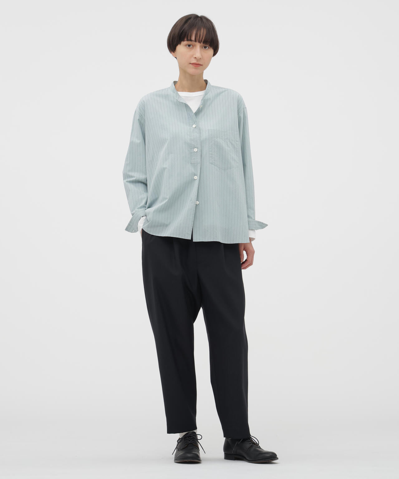 WORSTED WOOL POPLIN TROUSERS