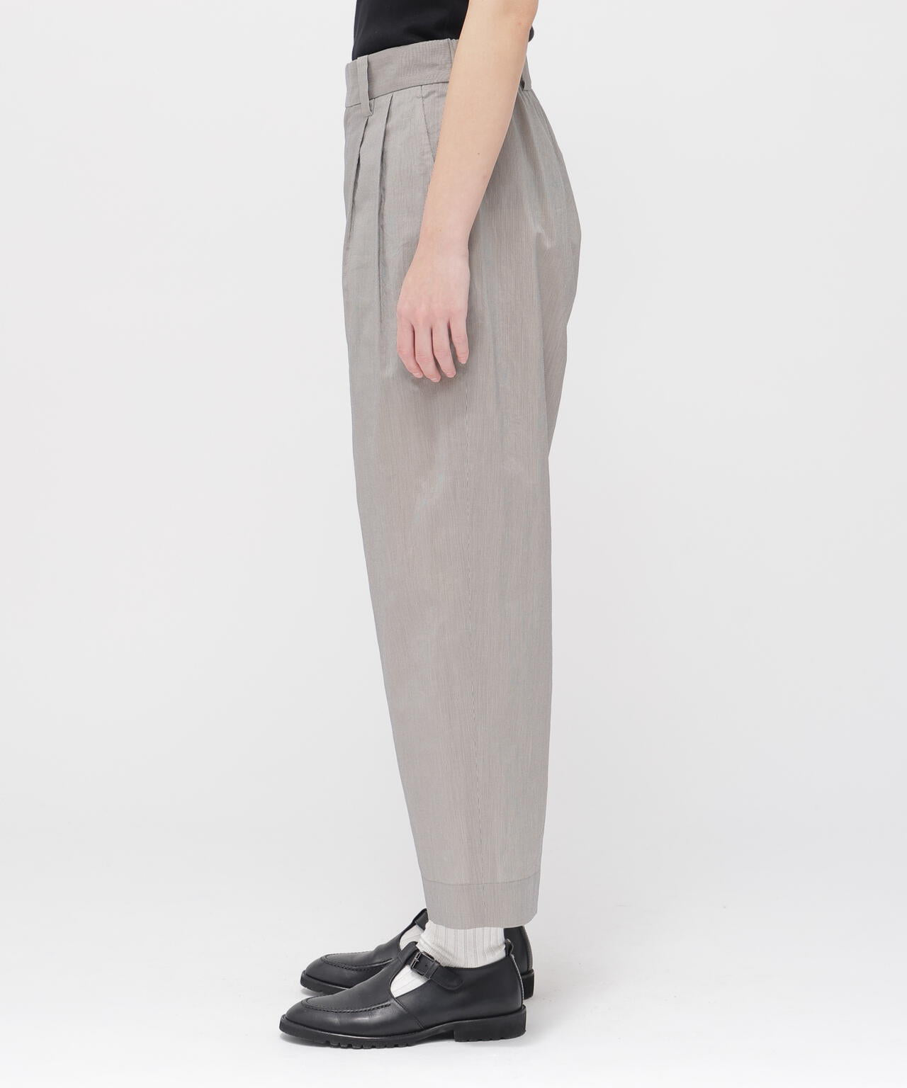 FINE STRIPE COTTON SILK TROUSERS