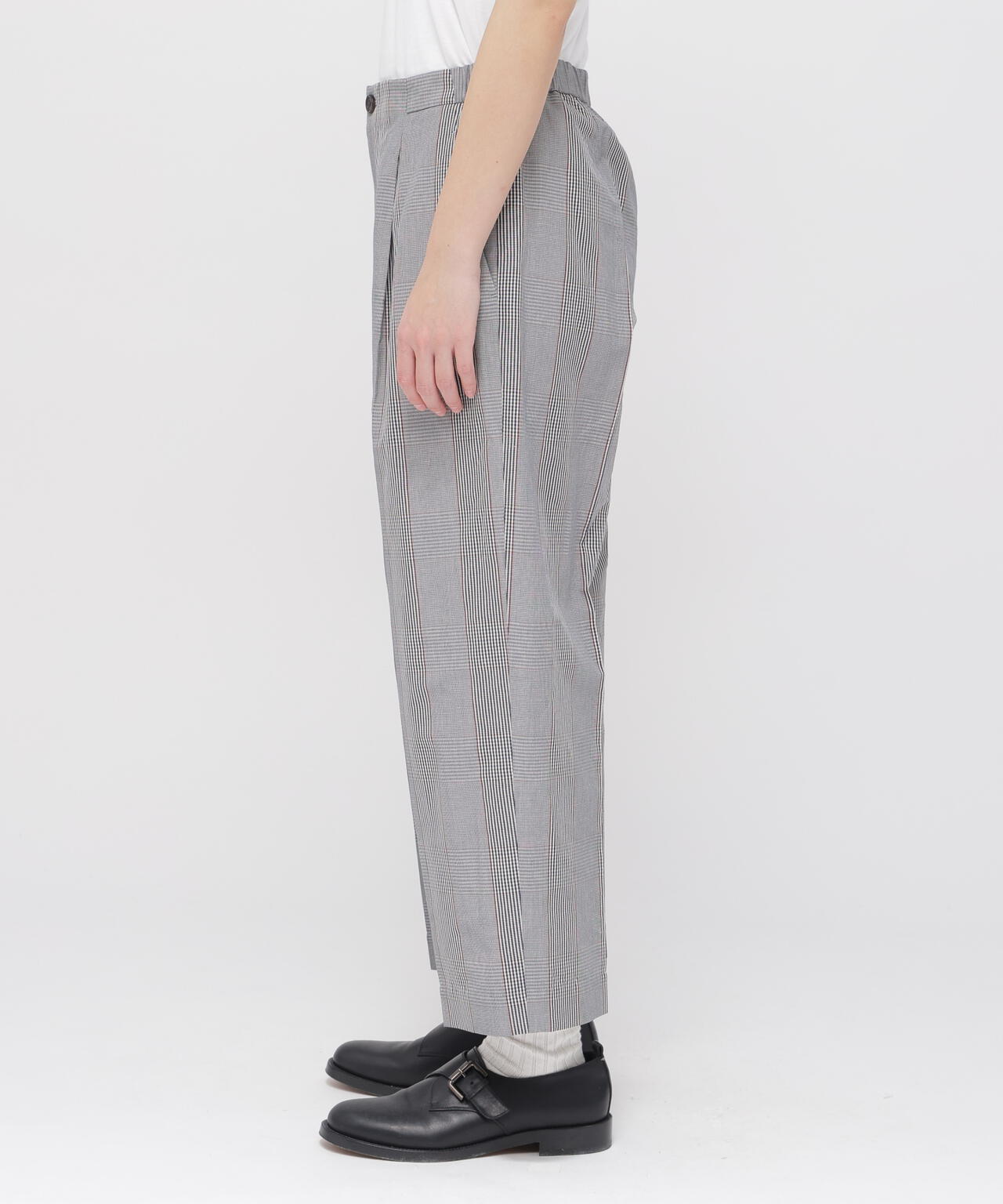 PRINCE OF WALES CHECK COTTON LINEN TROUSERS