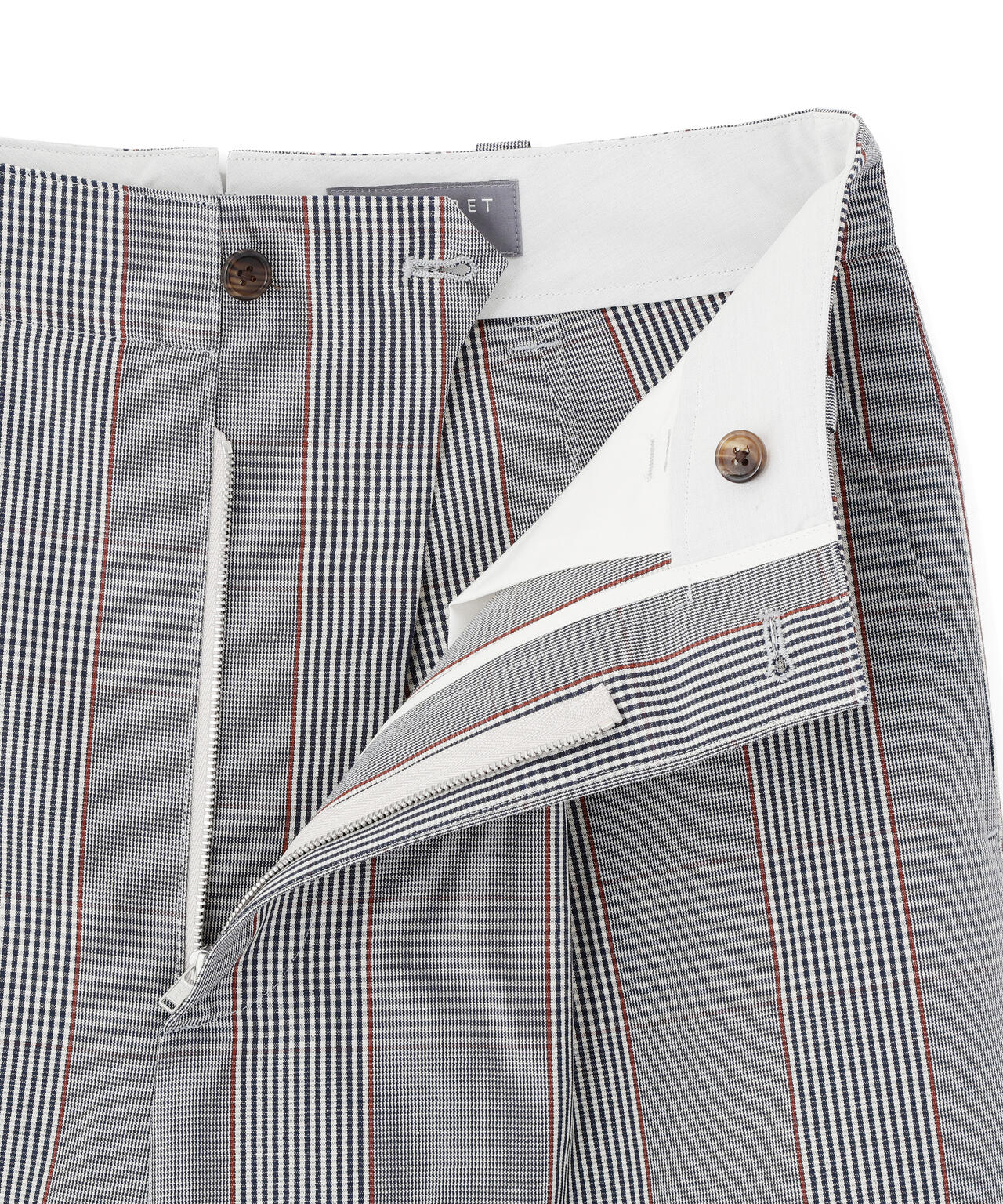 PRINCE OF WALES CHECK COTTON LINEN TROUSERS