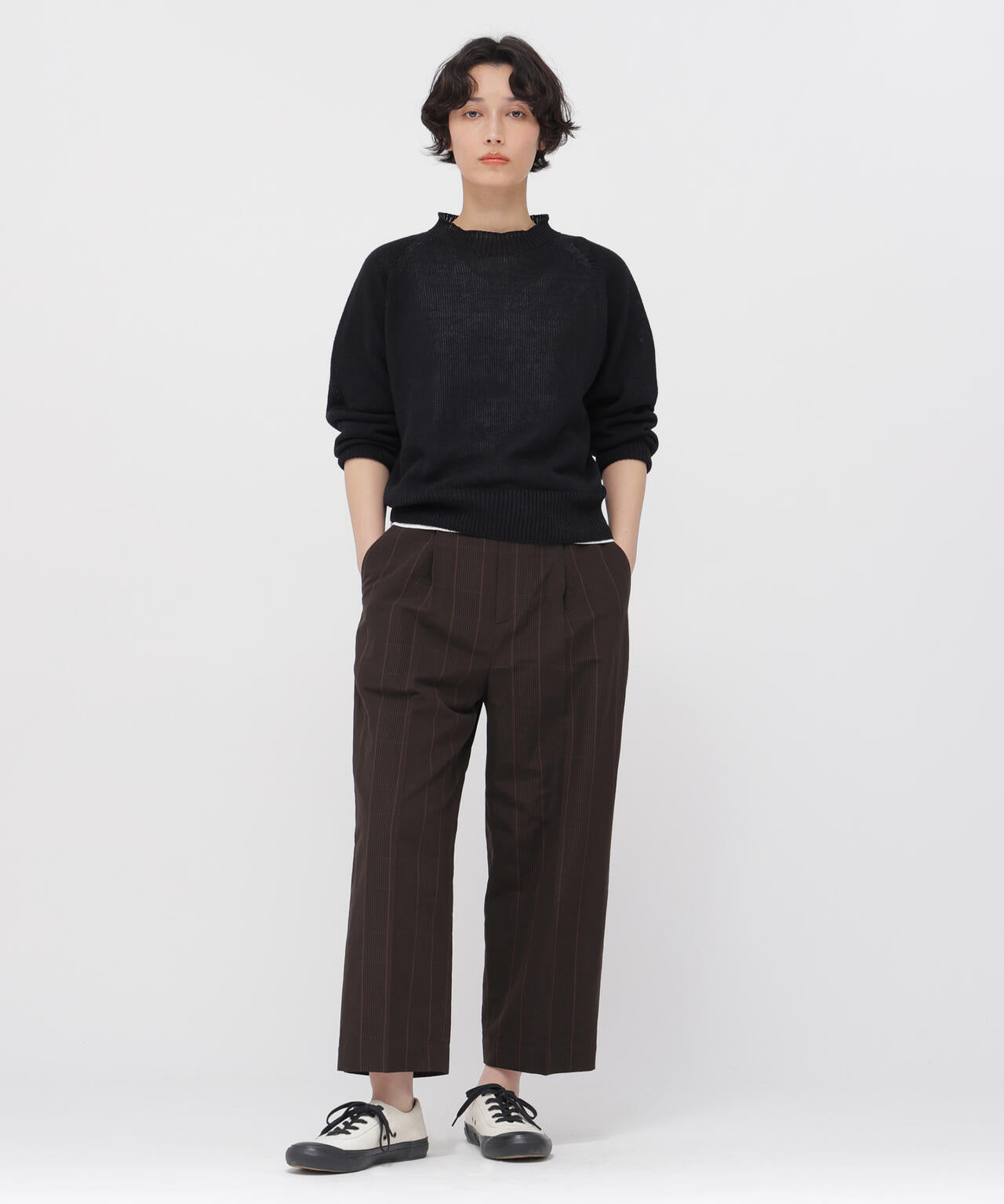 PRINCE OF WALES CHECK COTTON LINEN TROUSERS | MARGARET HOWELL