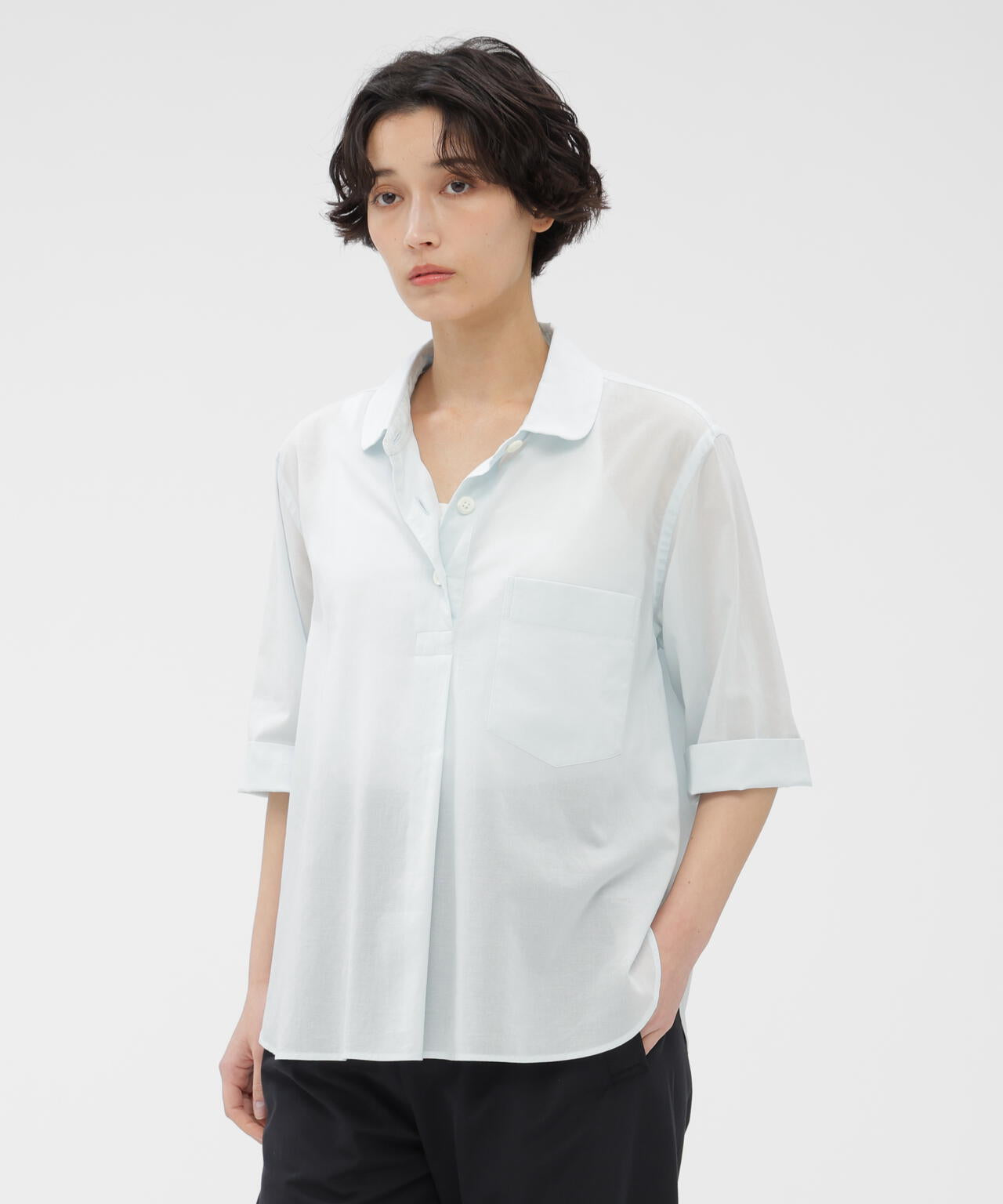 HIGH TWISTED COTTON VOILE SHIRT