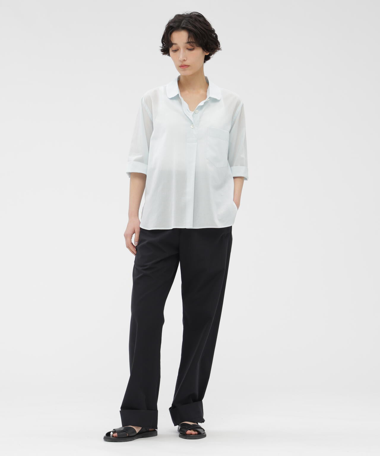 HIGH TWISTED COTTON VOILE SHIRT