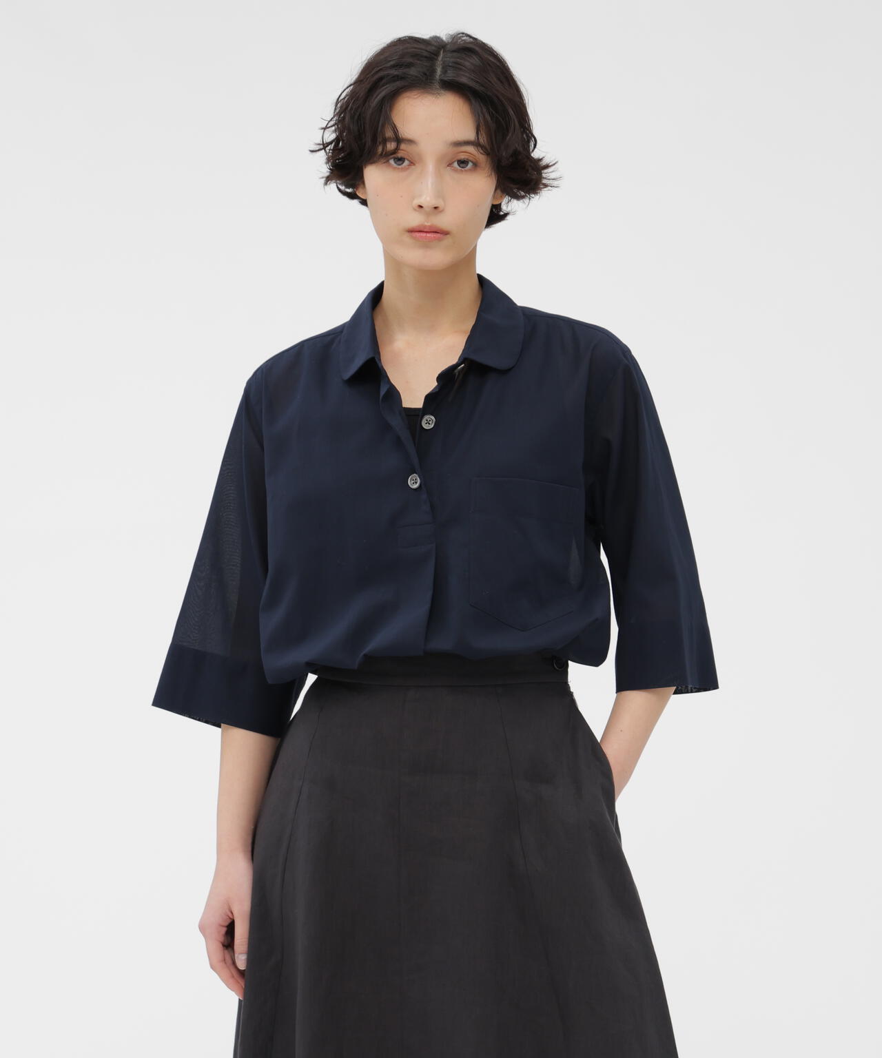 HIGH TWISTED COTTON VOILE SHIRT