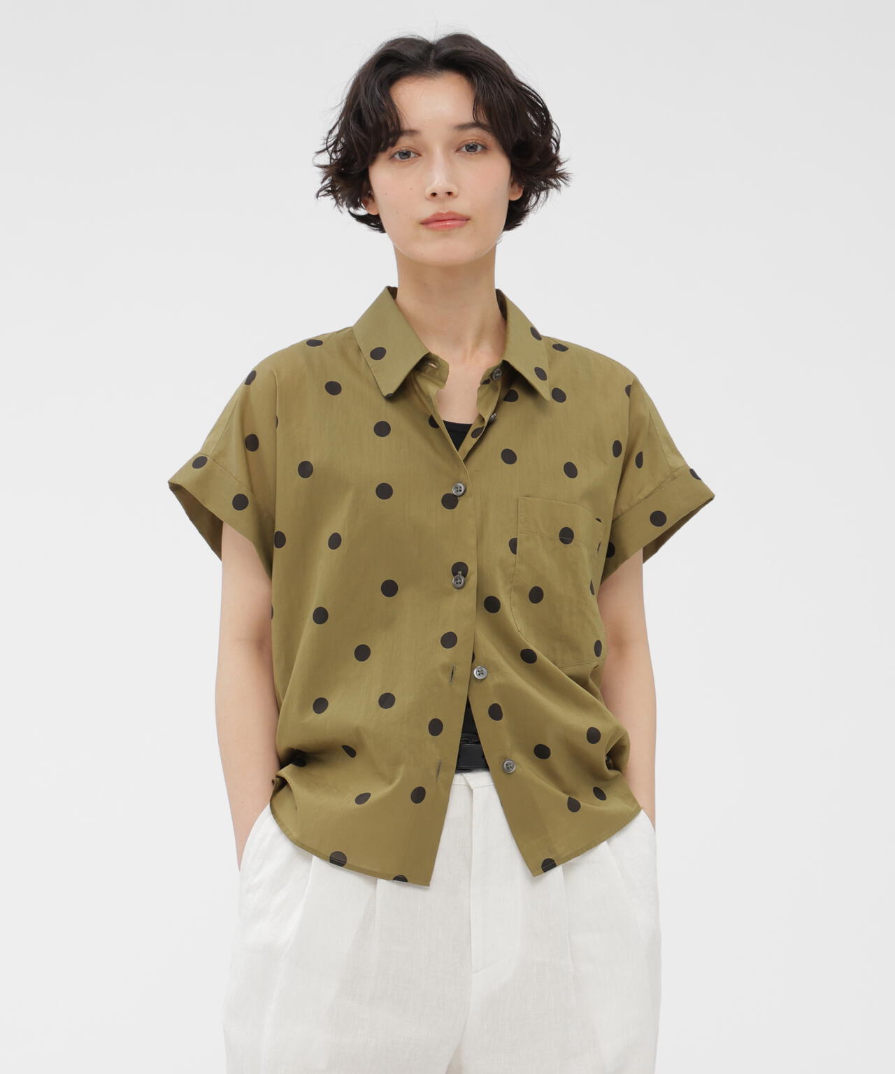 POLKA DOT COTTON POPLIN SHIRT