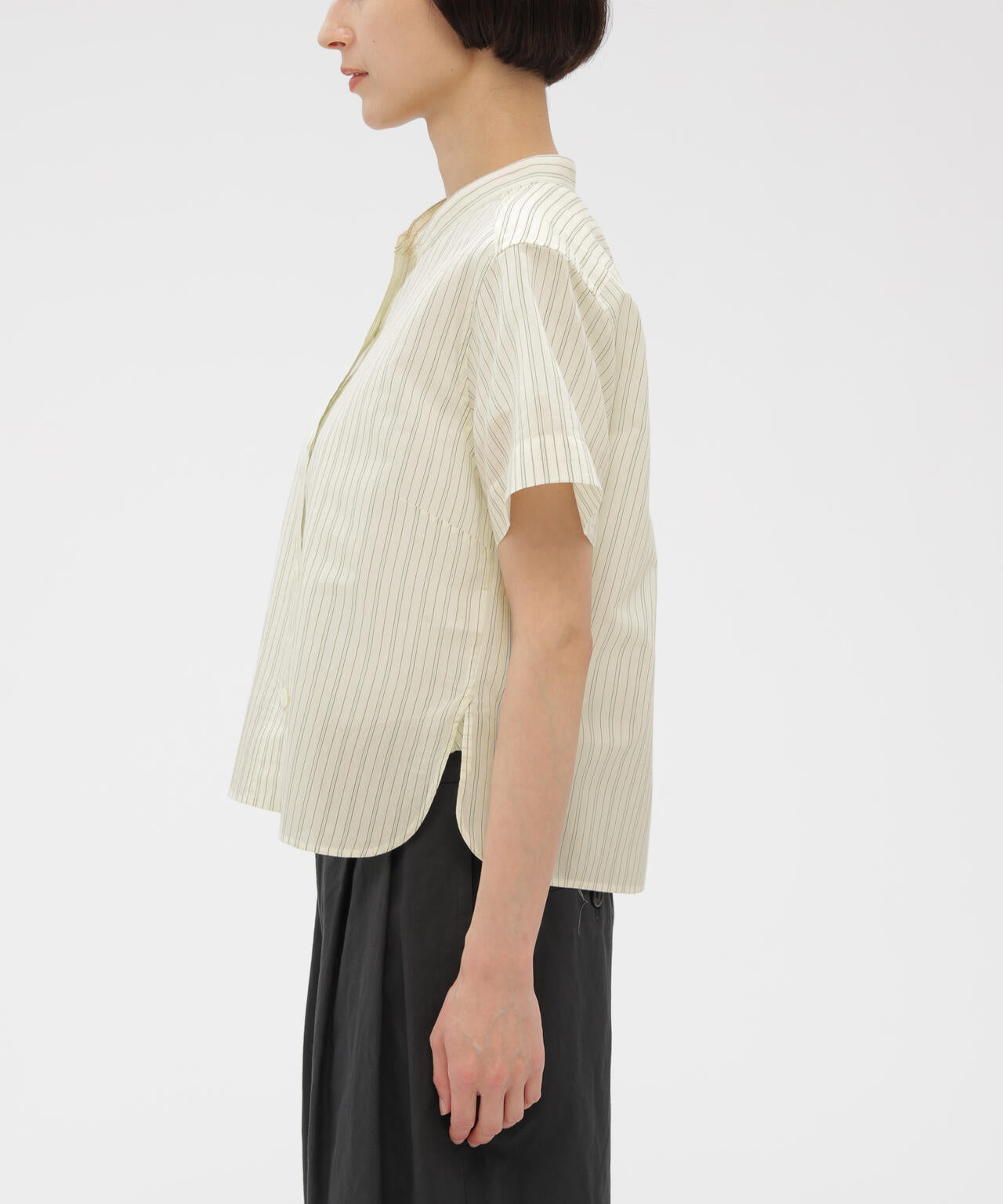 【美品】MARGARET HOWELL 日本製 シャンブレー シャツ 半袖 COTTON SILK GRAPHIC STRIPE SHIRT | MARGARET HOWELL（マーガレット