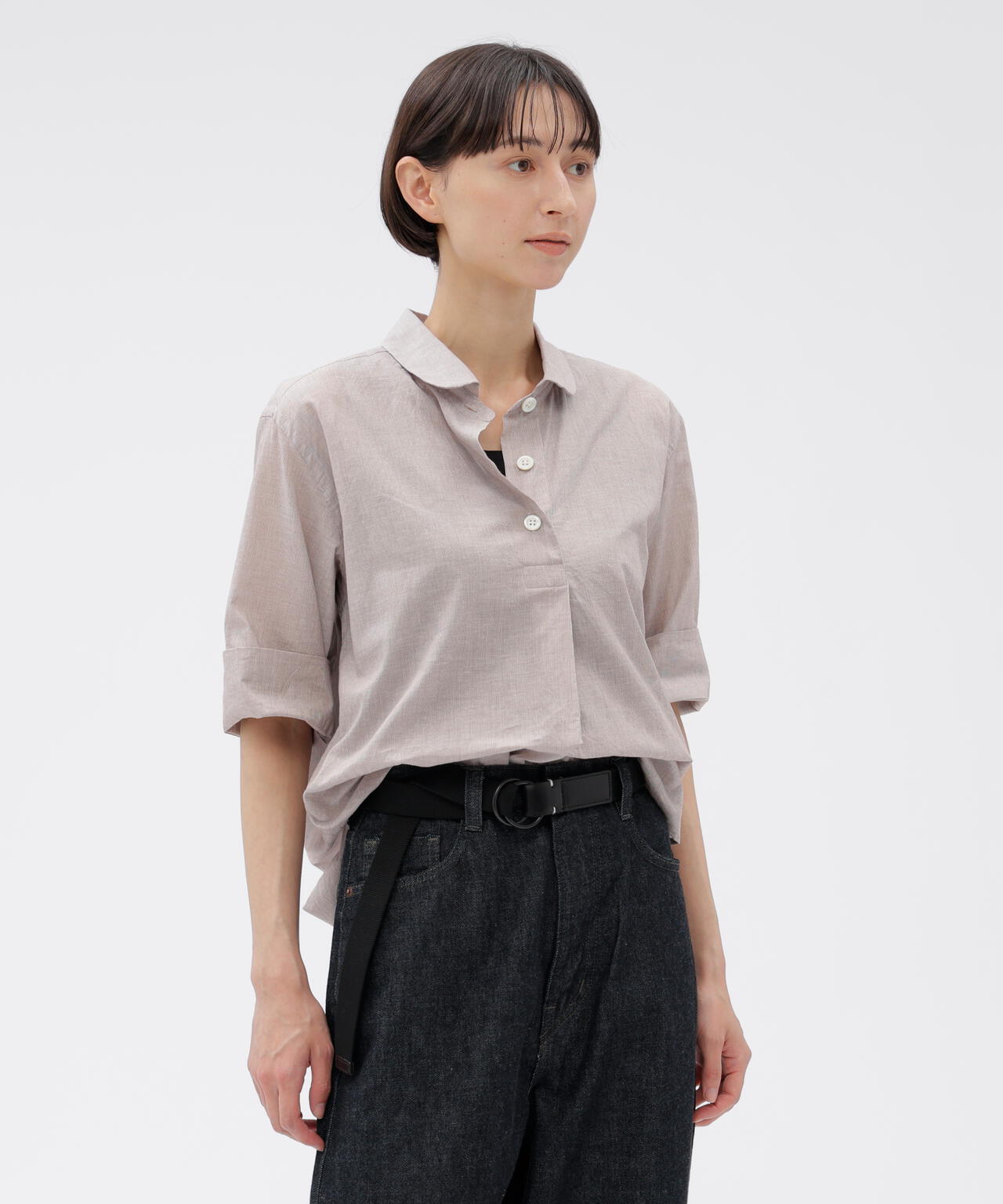 HAIRLINE STRIPE COTTON LINEN SHIRT | MARGARET HOWELL（マーガレット