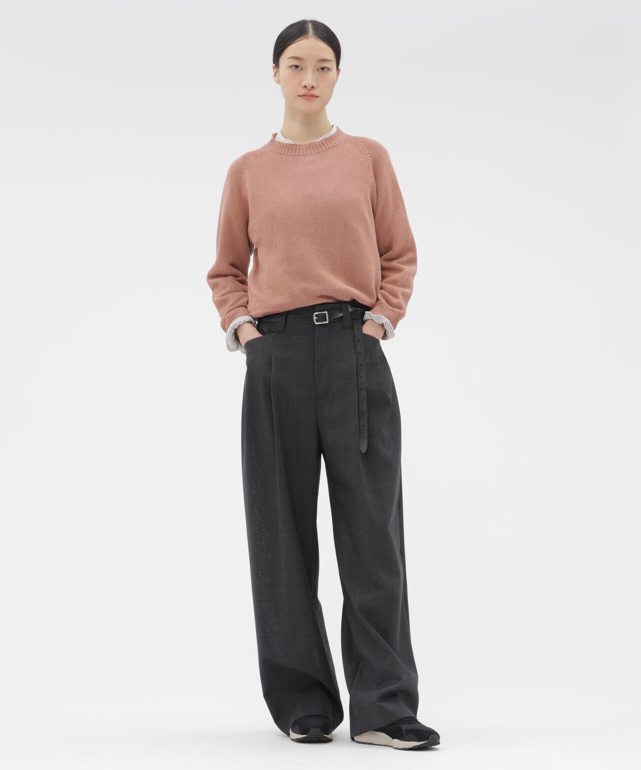 MARGARET HOWELLマーガレットハウエル 2020 SILK COTTON STRIPEシルクコットン ノーカラーストライプシャツ【2】【LSHA72764】 COTTON SILK STRIPE SHIRT | MARGARET HOWELL（マーガレット・ハウエル