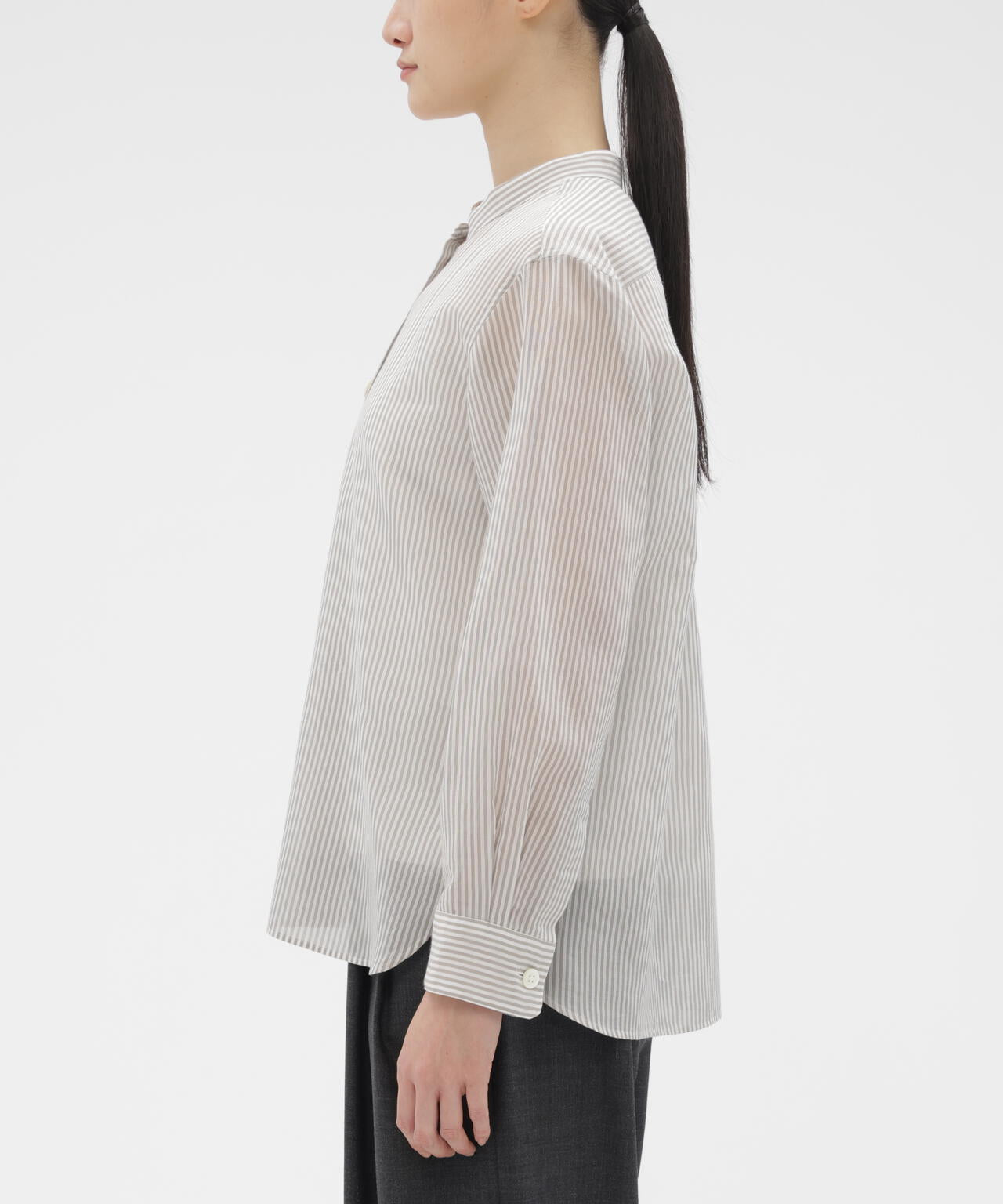 マーガレットハウエル SILK COTTON STRIPE シャツ ブラウス 1 COTTON SILK STRIPE SHIRT | MARGARET HOWELL（マーガレット・ハウエル