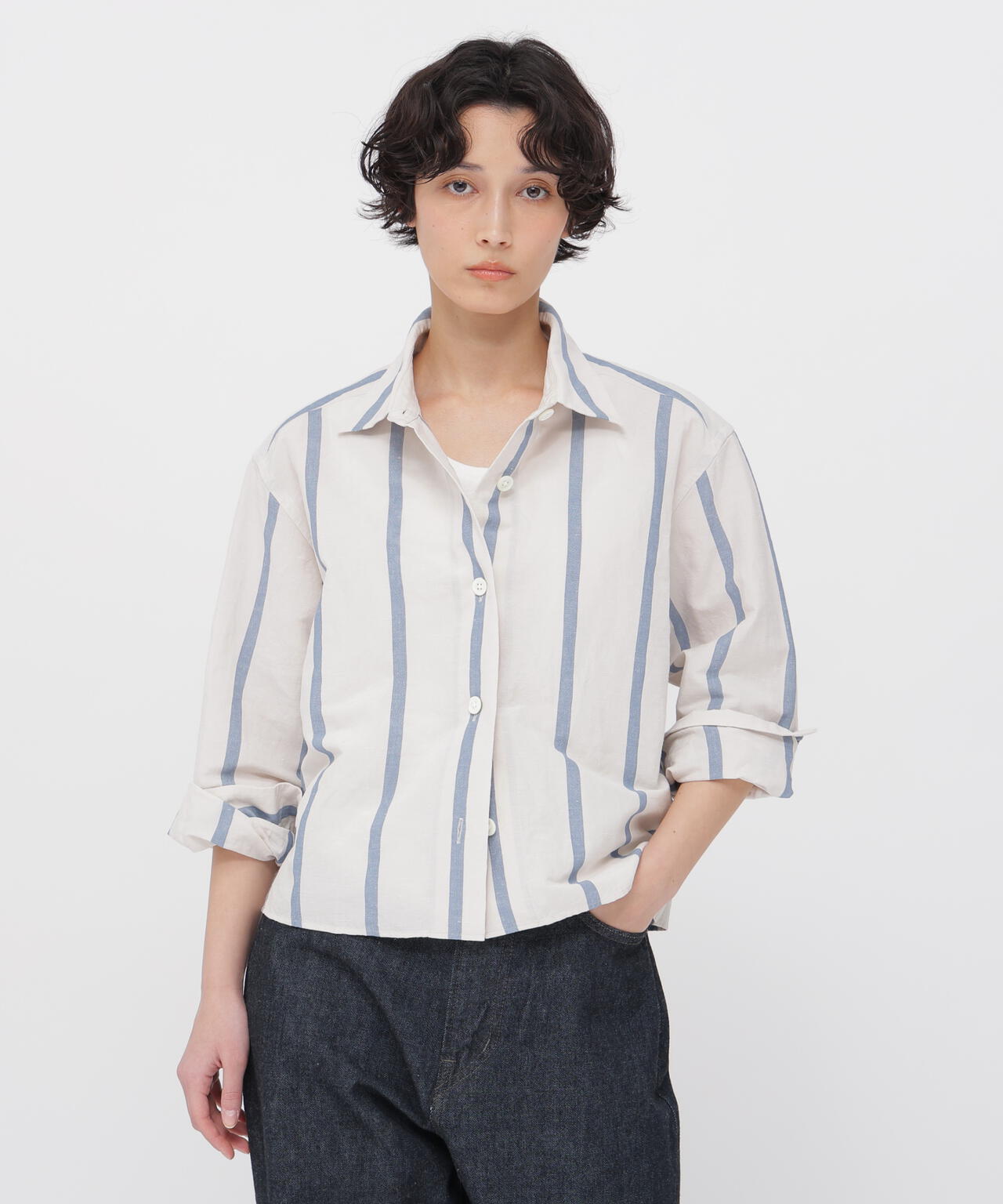 BOLD STRIPE COTTON LINEN SHIRT | MARGARET HOWELL（マーガレット