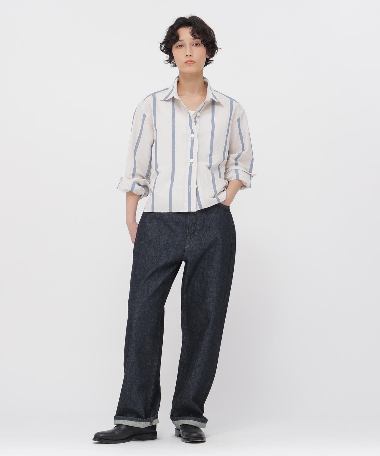 BOLD STRIPE COTTON LINEN SHIRT