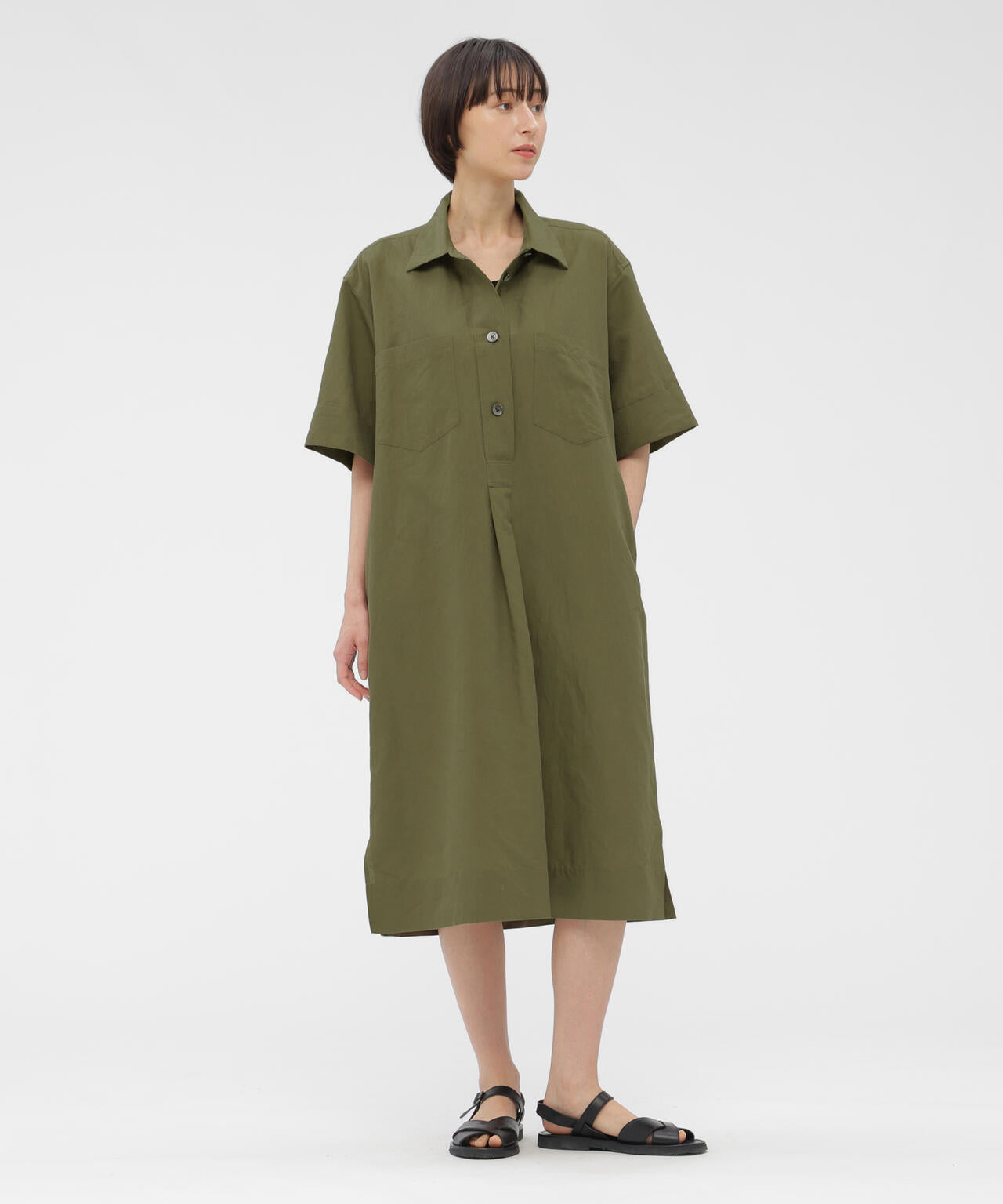 COTTON LINEN PLAIN WEAVE DRESS | MARGARET HOWELL（マーガレット