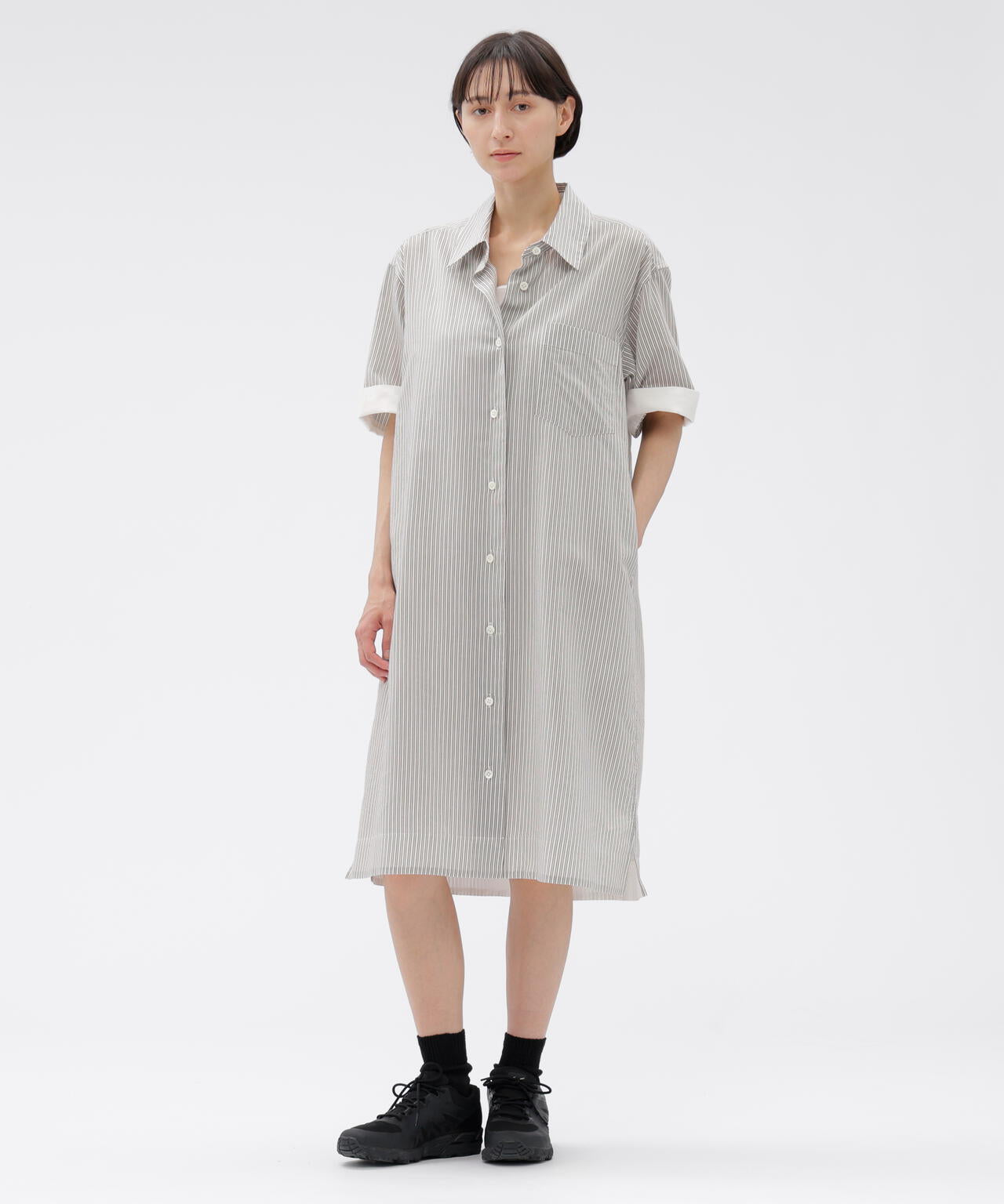MARGARET HOWELL タータンチェック 切り替えワンピース サイズII DOUBLE STRIPE COTTON SILK DRESS | MARGARET HOWELL（マーガレット