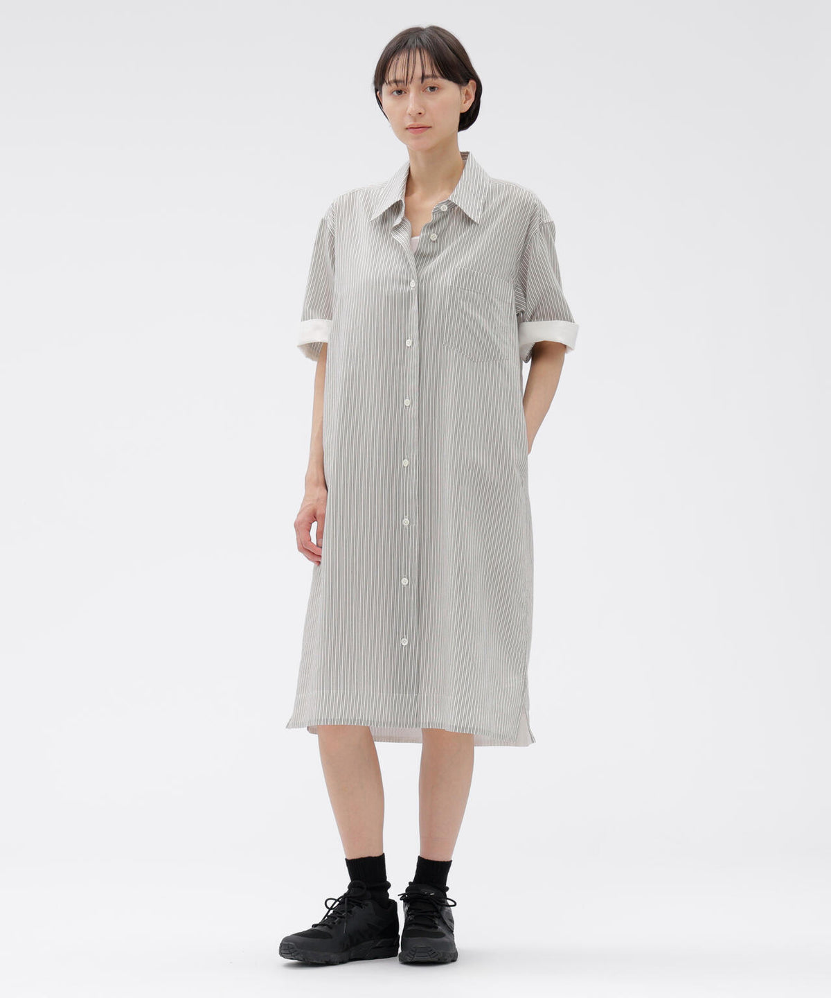 DOUBLE STRIPE COTTON SILK DRESS | MARGARET HOWELL（マーガレット 