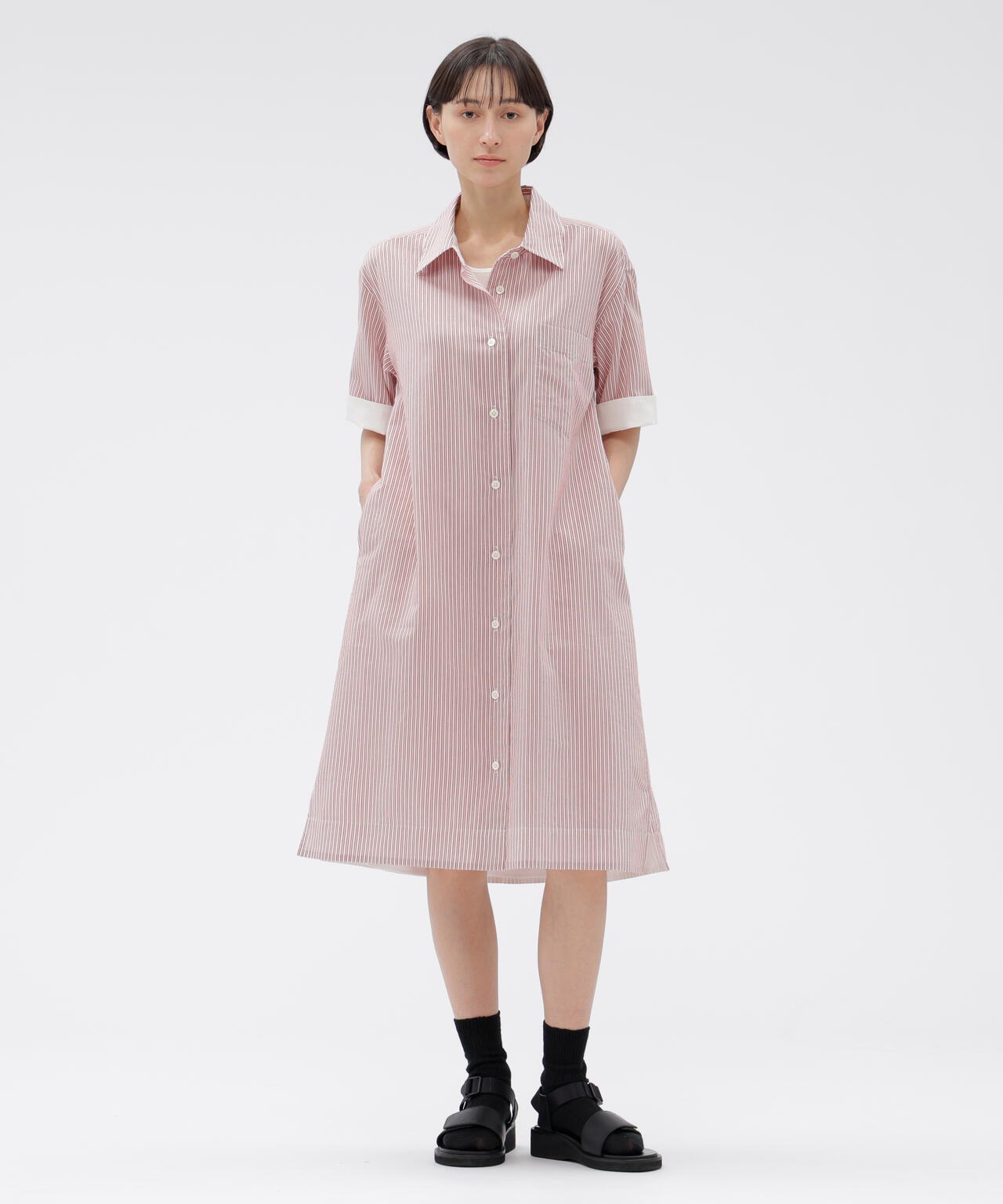 DOUBLE STRIPE COTTON SILK DRESS | MARGARET HOWELL（マーガレット