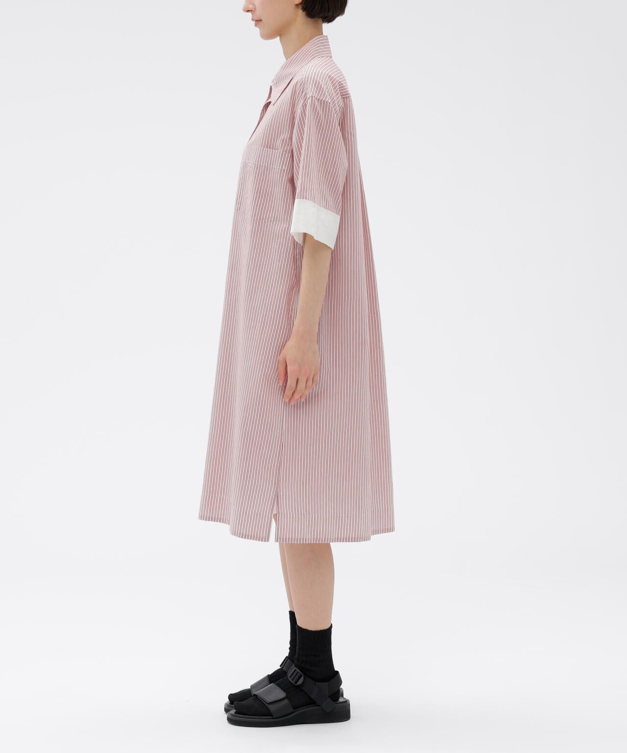 DOUBLE STRIPE COTTON SILK DRESS