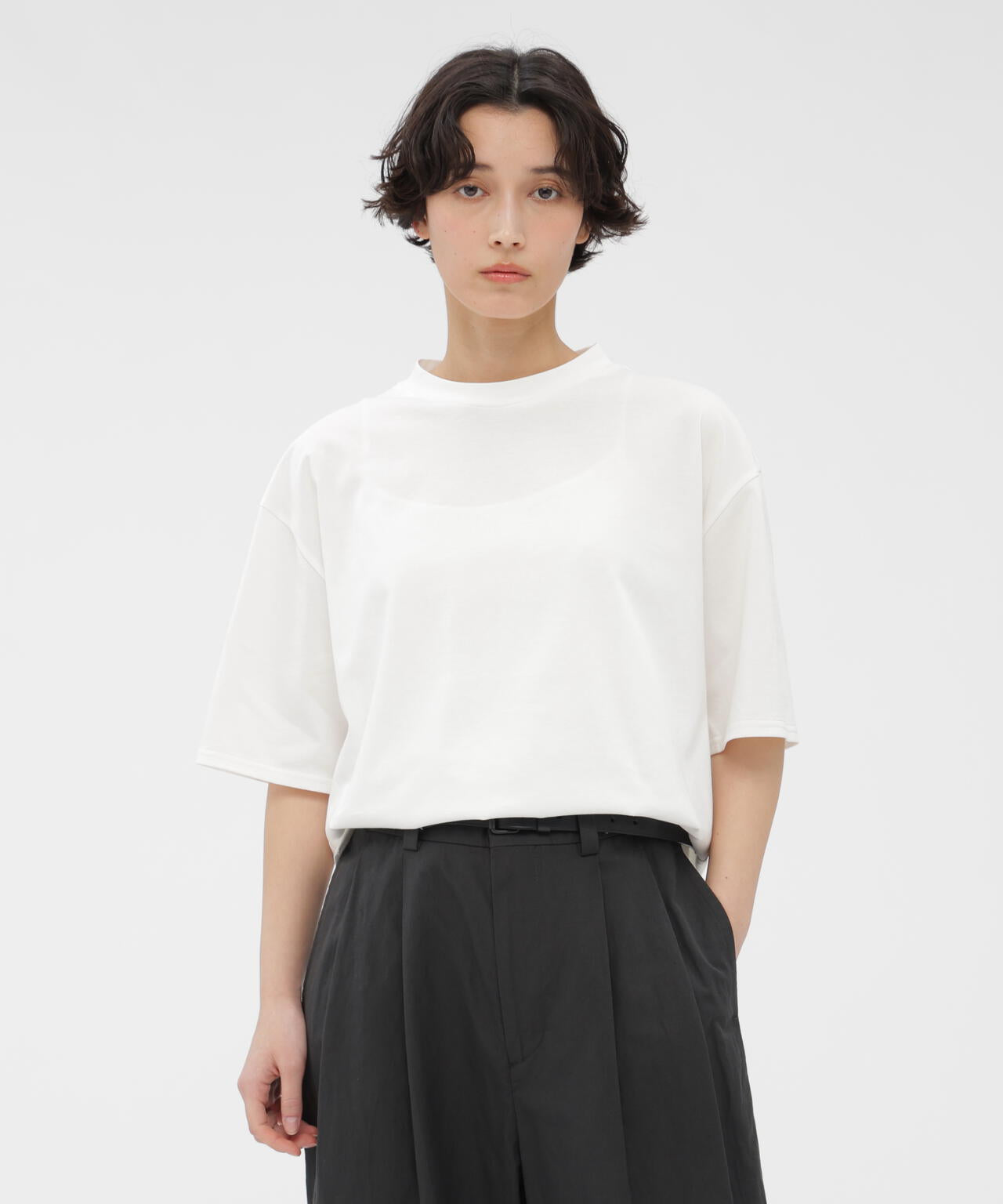 MARGARET HOWELL 578-2168007 DENSE COTTON JERSEY コットン 半袖Ｔシャツ カットソー 22SS ブラック レディース マーガレットハウエル【中古】5-0517S∞ LIGHT DENSE COTTON JERSEY TOP | MARGARET HOWELL（マーガレット