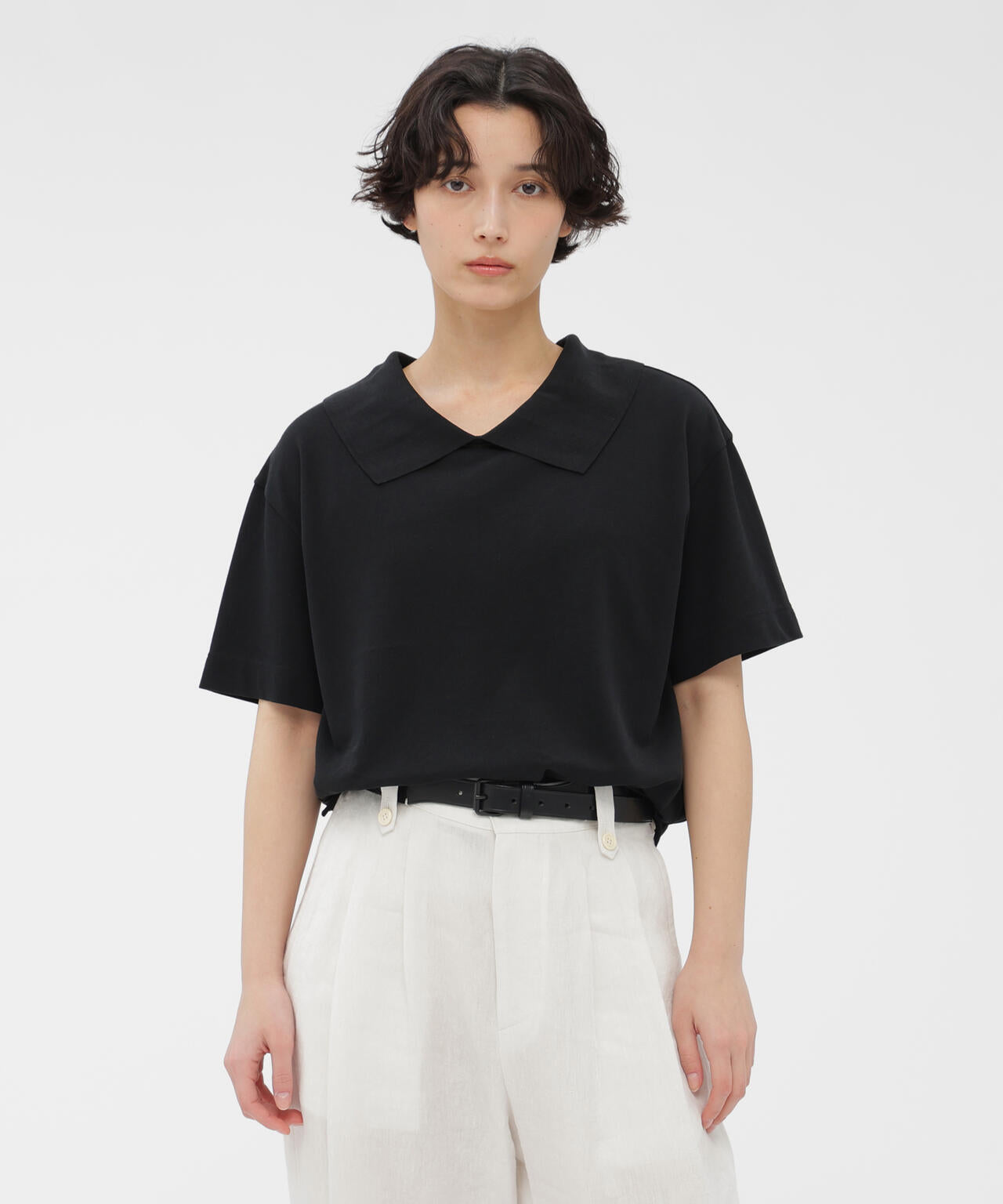 COTTON LINEN PIQUE JERSEY TOP | MARGARET HOWELL（マーガレット