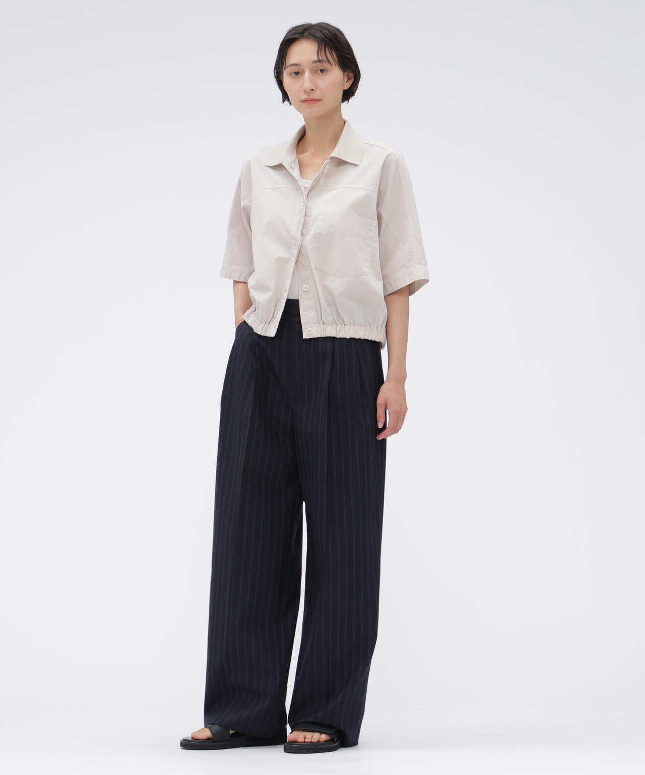 WIDE STRIPE WOOL TROUSERS | MARGARET HOWELL（マーガレット