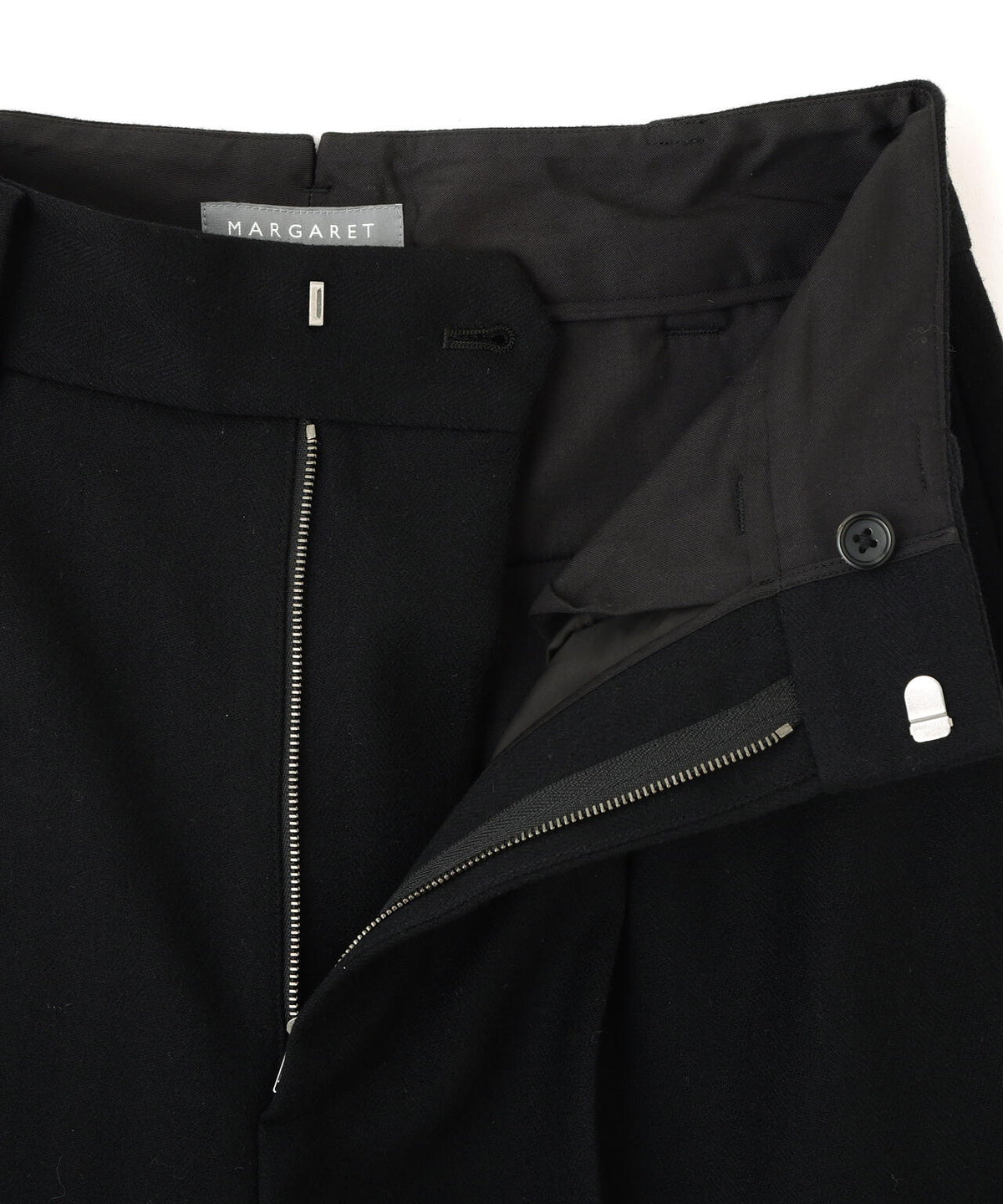 MILLED HERRINGBONE WOOL TROUSERS