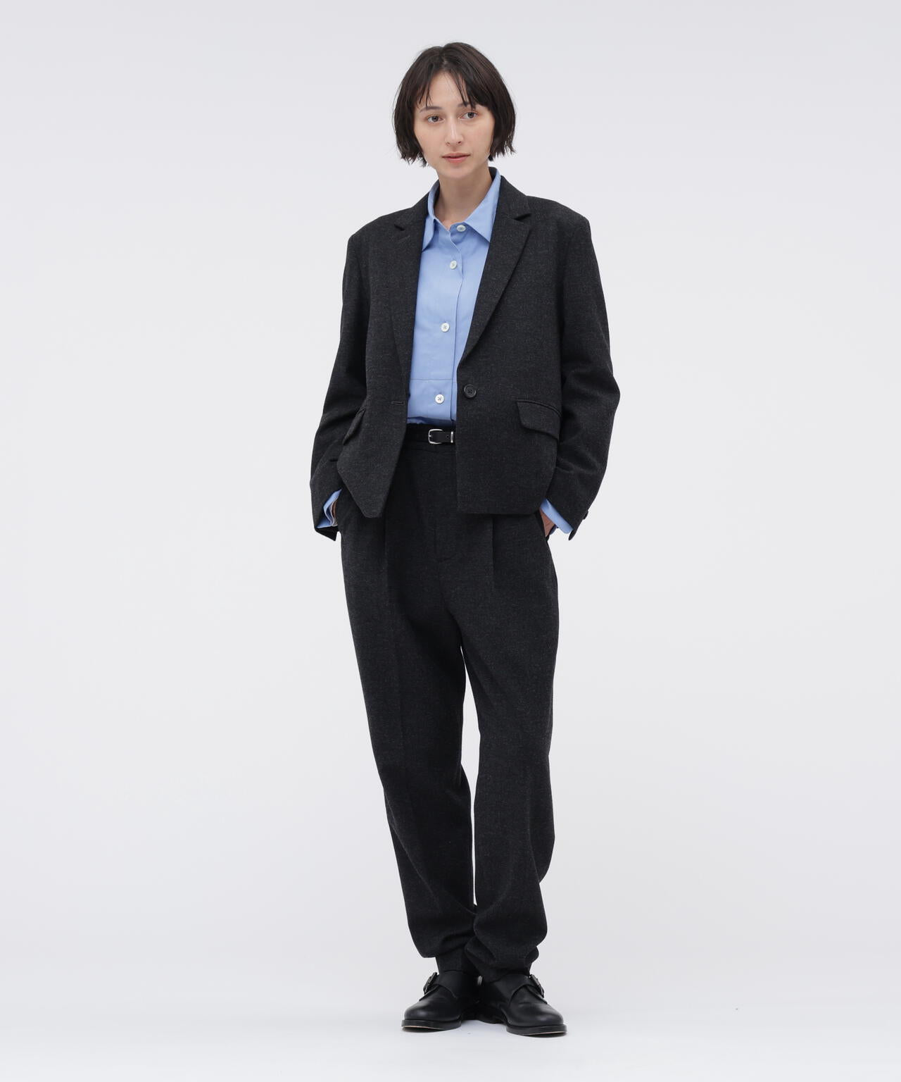 MILLED HERRINGBONE WOOL TROUSERS | MARGARET HOWELL（マーガレット