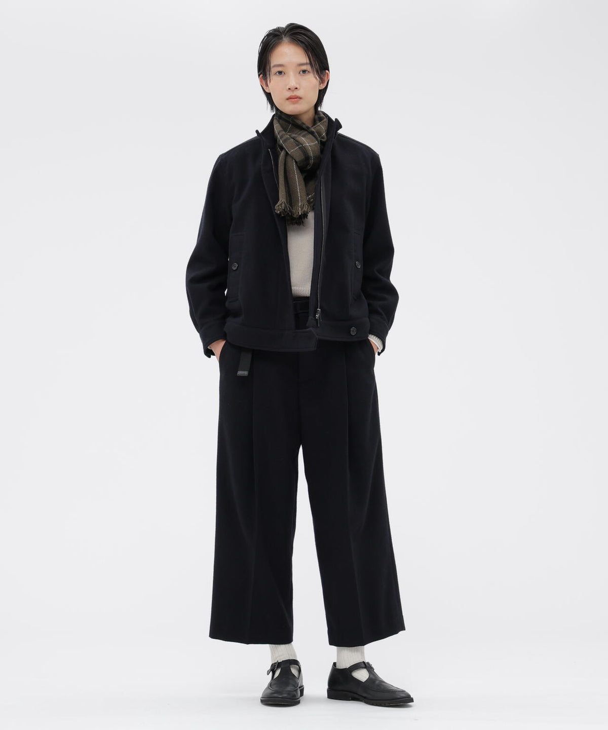 MILLED WOOL TWILL TROUSERS