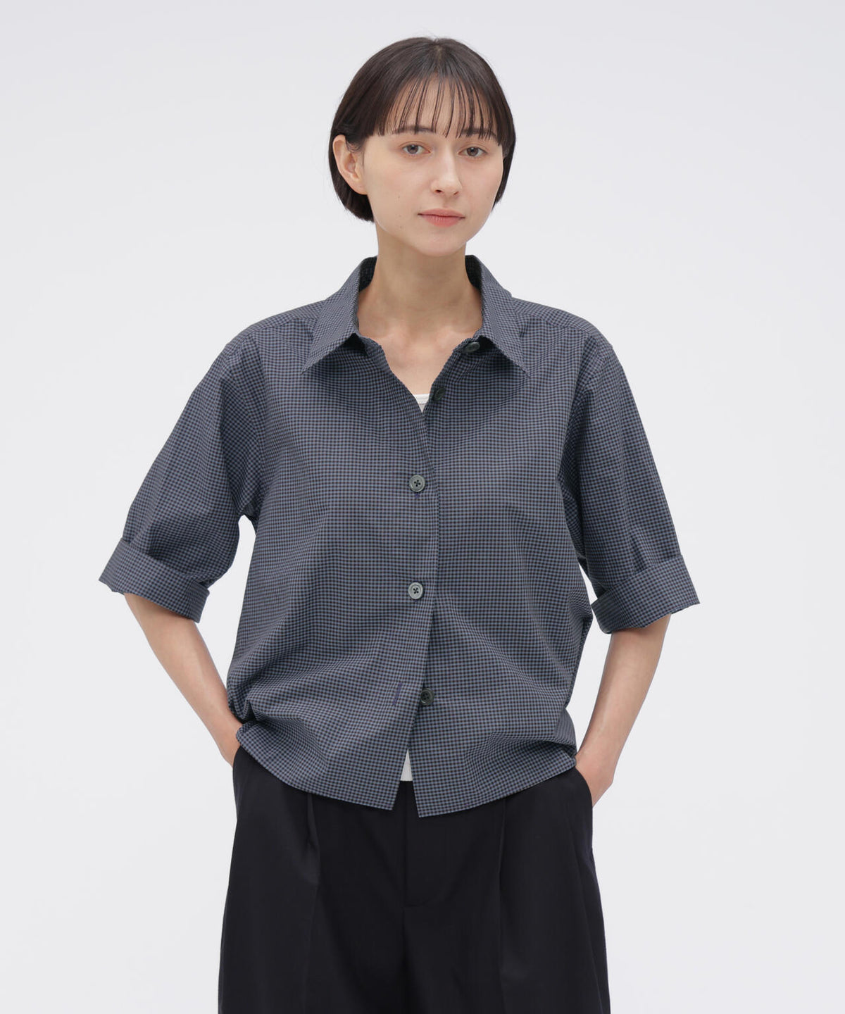 COTTON LINEN GINGHAM SHIRT | MARGARET HOWELL（マーガレット 