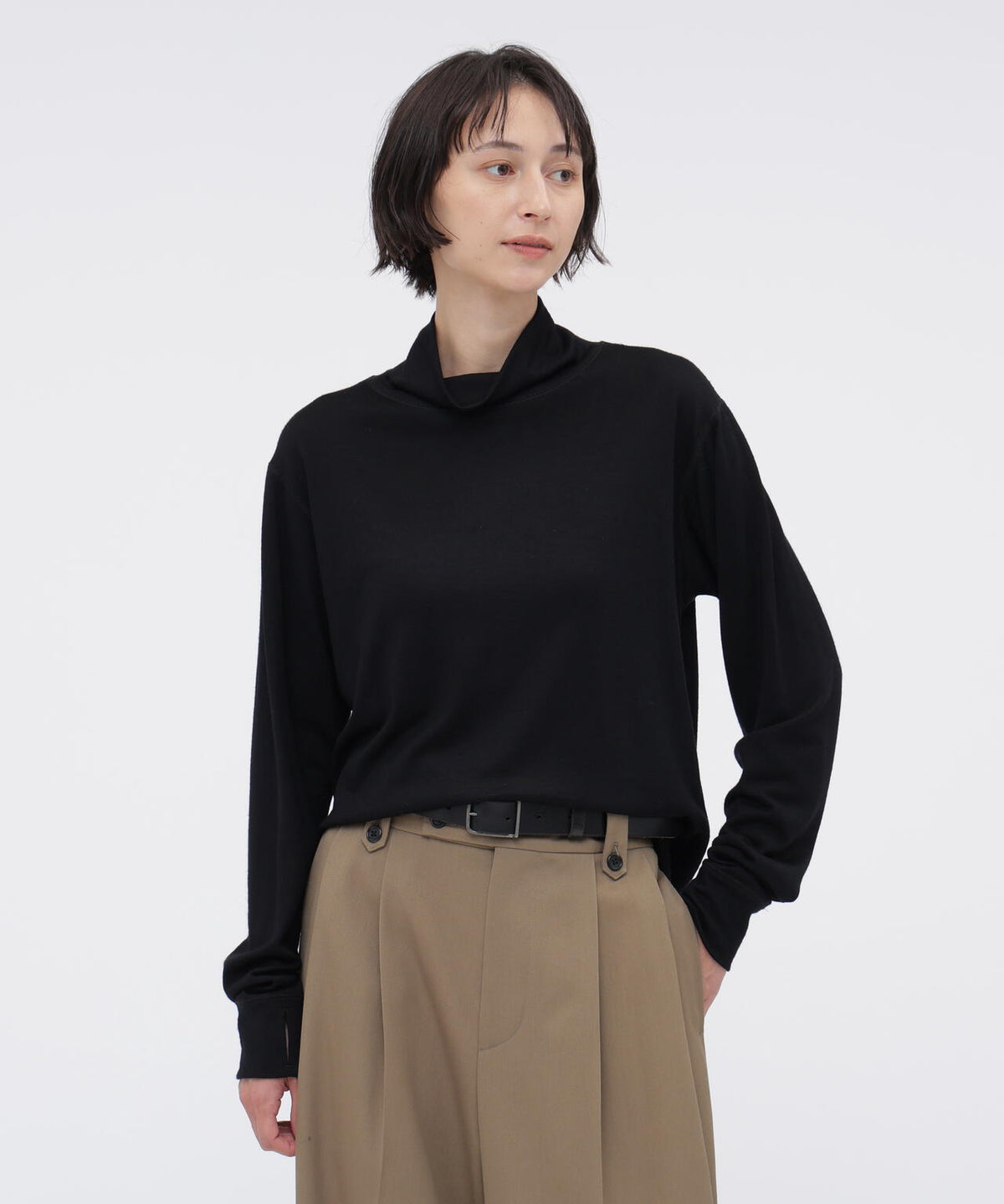 WASHABLE FINE GAUGE WOOL JERSEY TOP