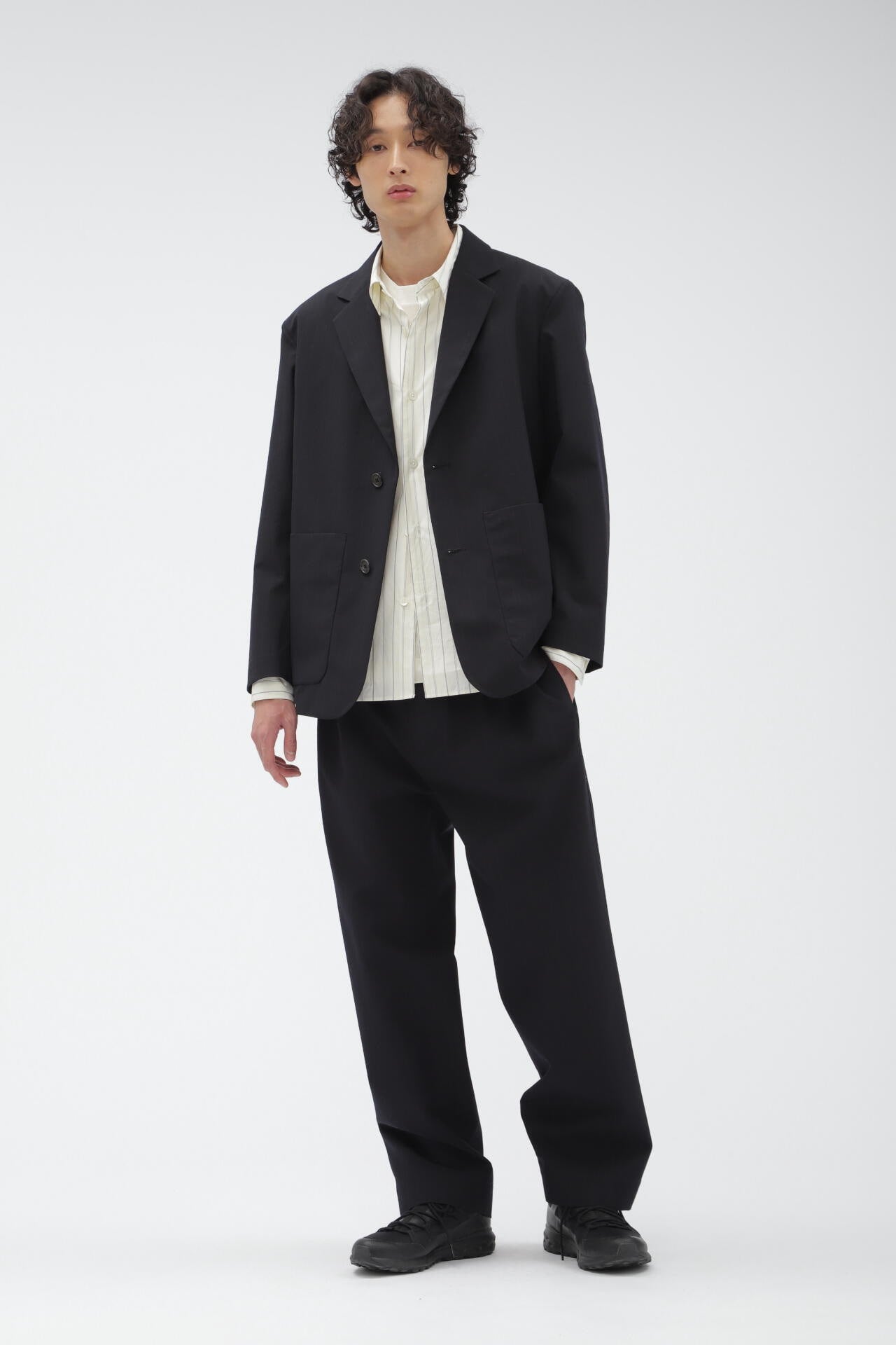 WIDE STRIPE WOOL PLAINWEAVE