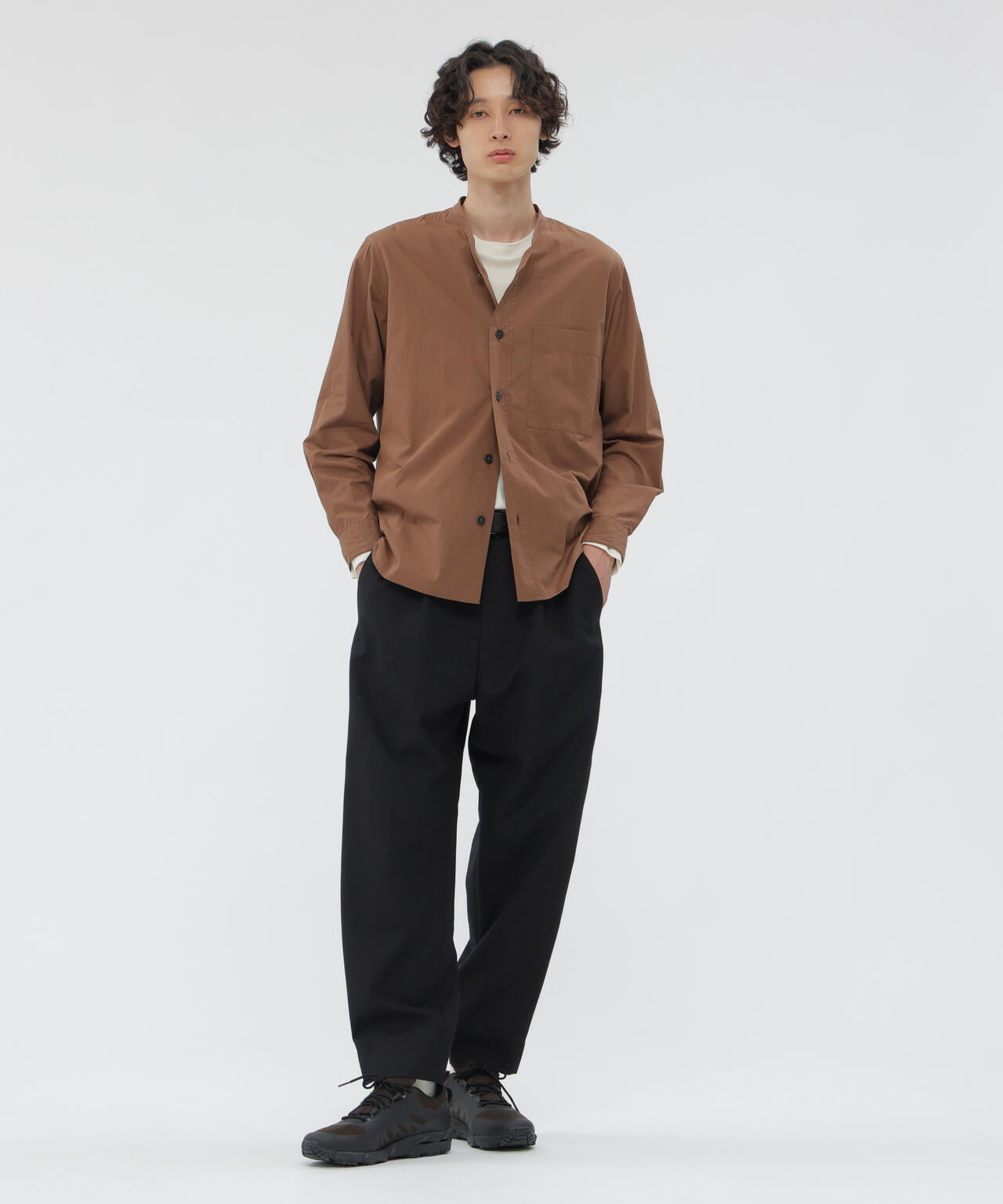 DRY WOOL PLAINWEAVE TROUSERS