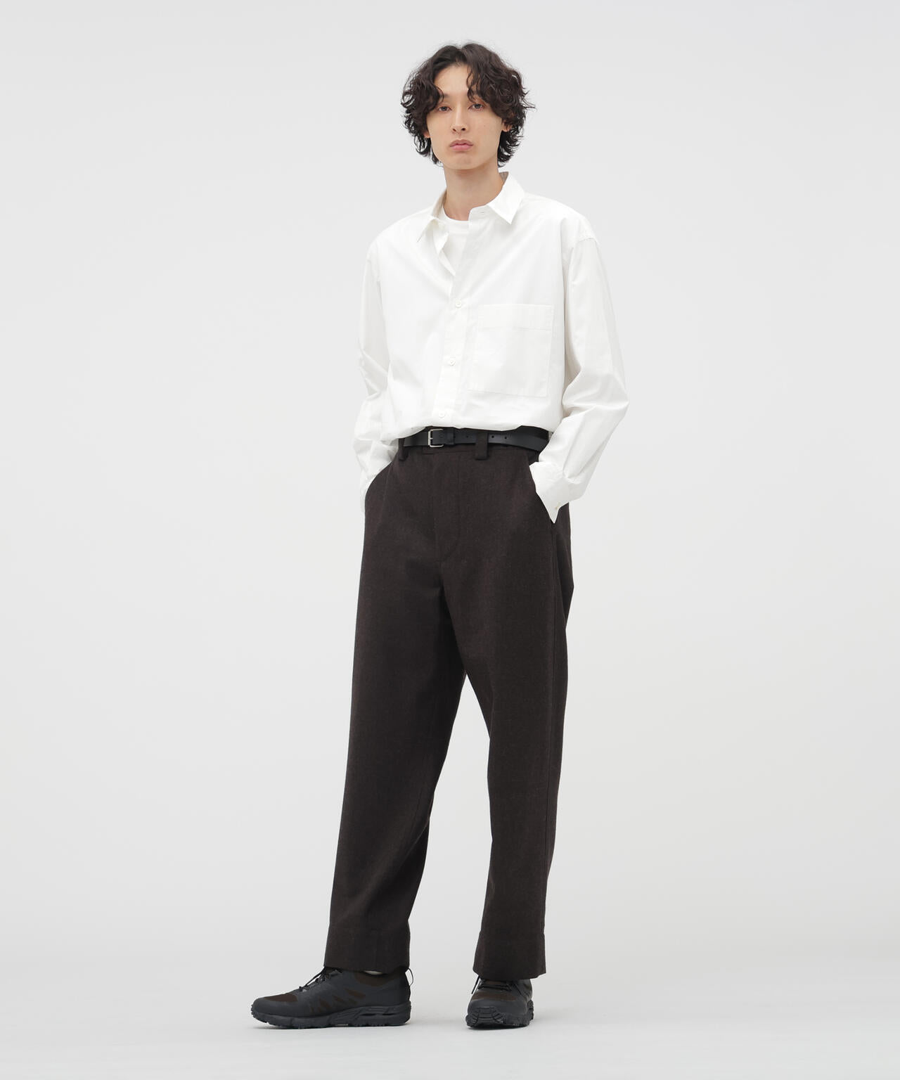 COMPACT YARN DYED WOOL TROUSERS