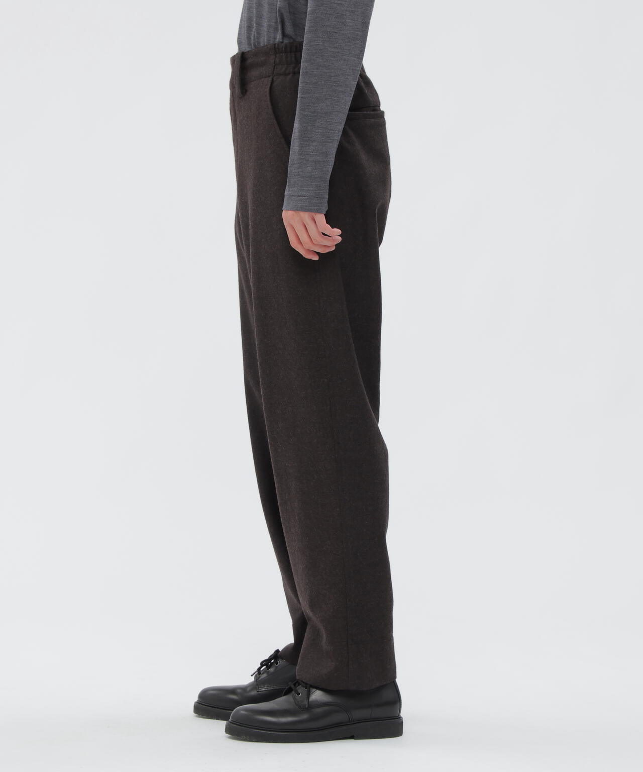 COMPACT YARN DYED WOOL TROUSERS