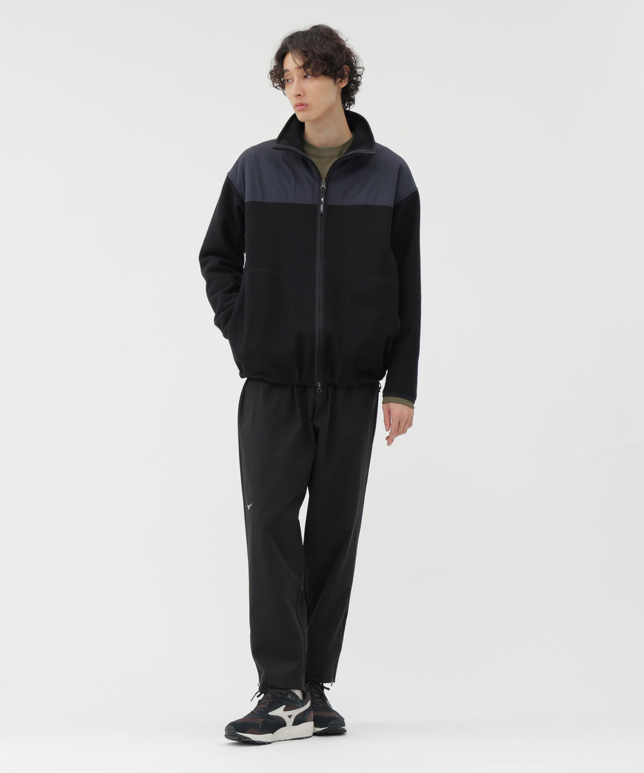 STRETCH POLYESTER HEAVY POPLIN TROUSERS