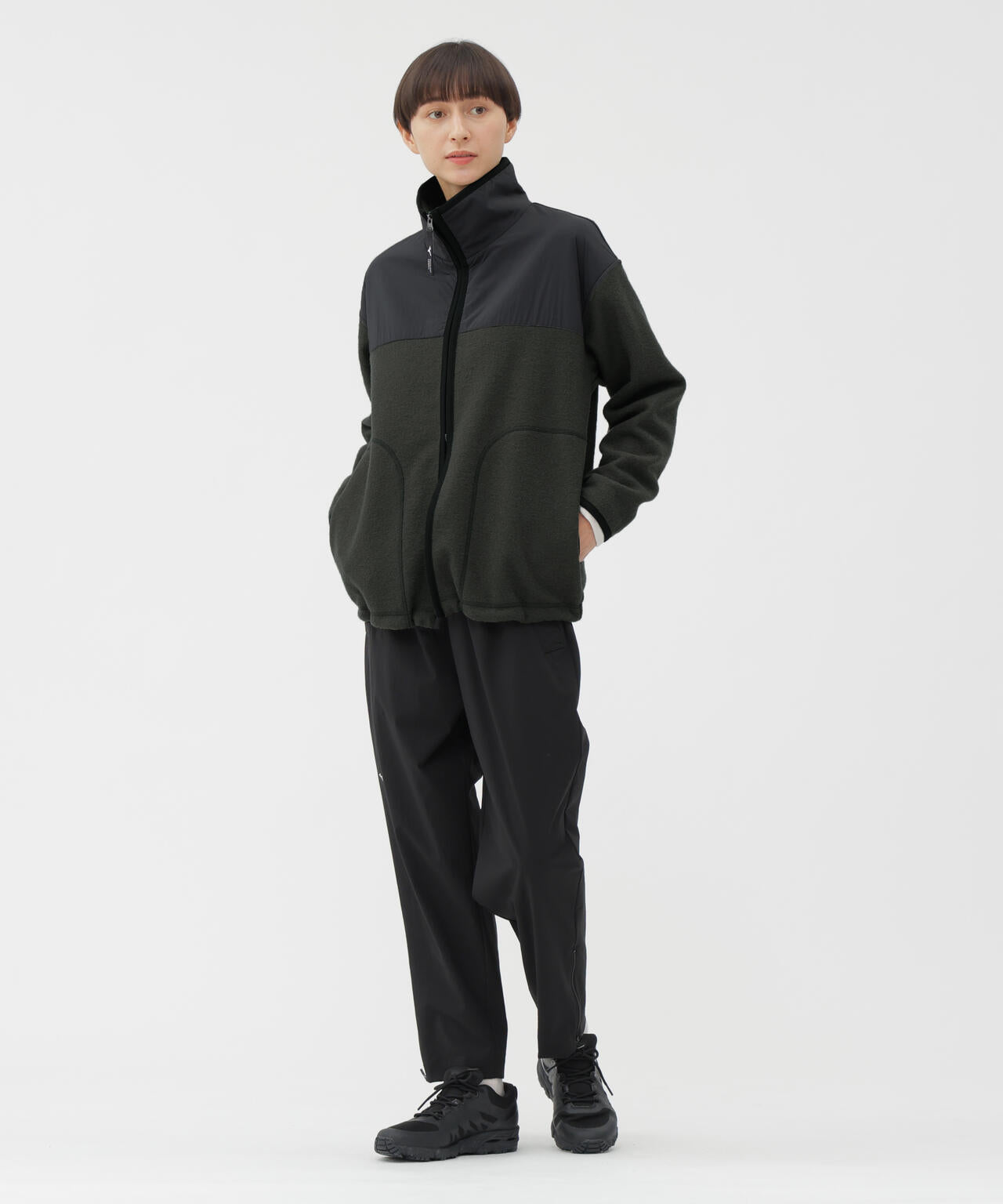 STRETCH POLYESTER HEAVY POPLIN TROUSERS