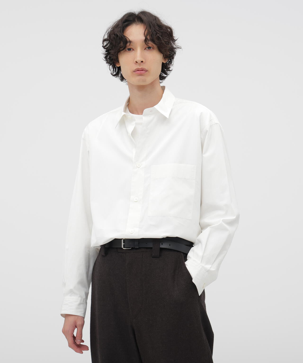 【美品】22AW MHL. COMPACT COTTON POPLIN MHL 22AW COMPACT COTTON POPLIN カラーレスシャツ COMPACT COTTON