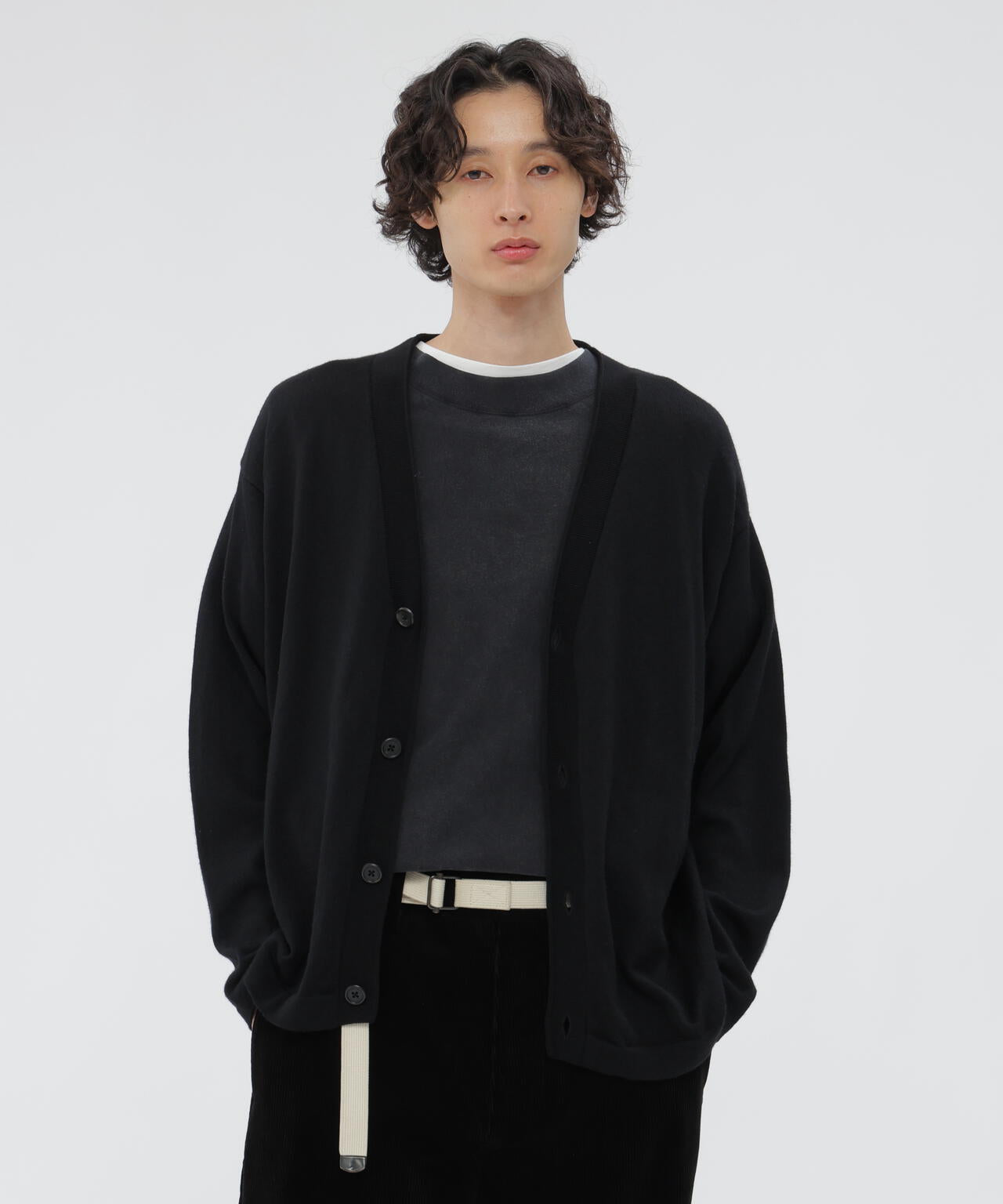 マーガレットハウエル　ニット　カーディガン　ブラック　M WASHABLE MERINO COTTON KNITWEAR | MARGARET HOWELL（マーガレット