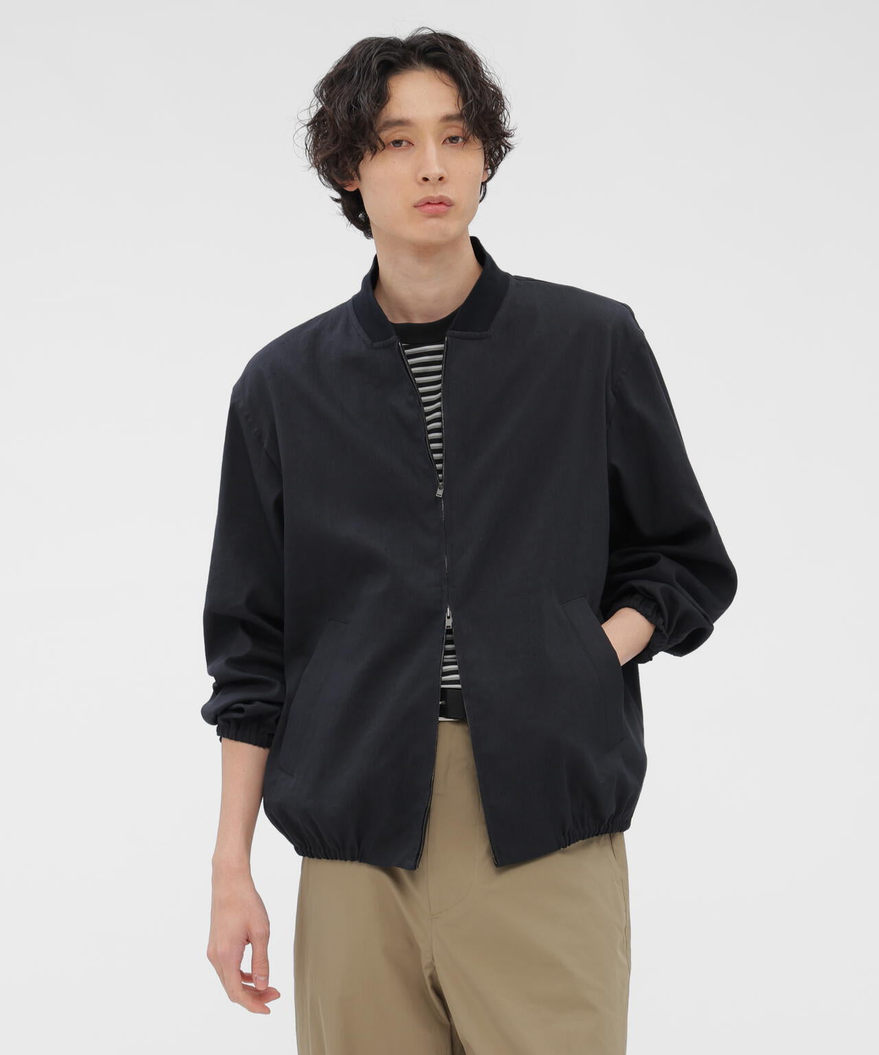 LINEN WOOL SILK PLAINWEAVE BLOUSON