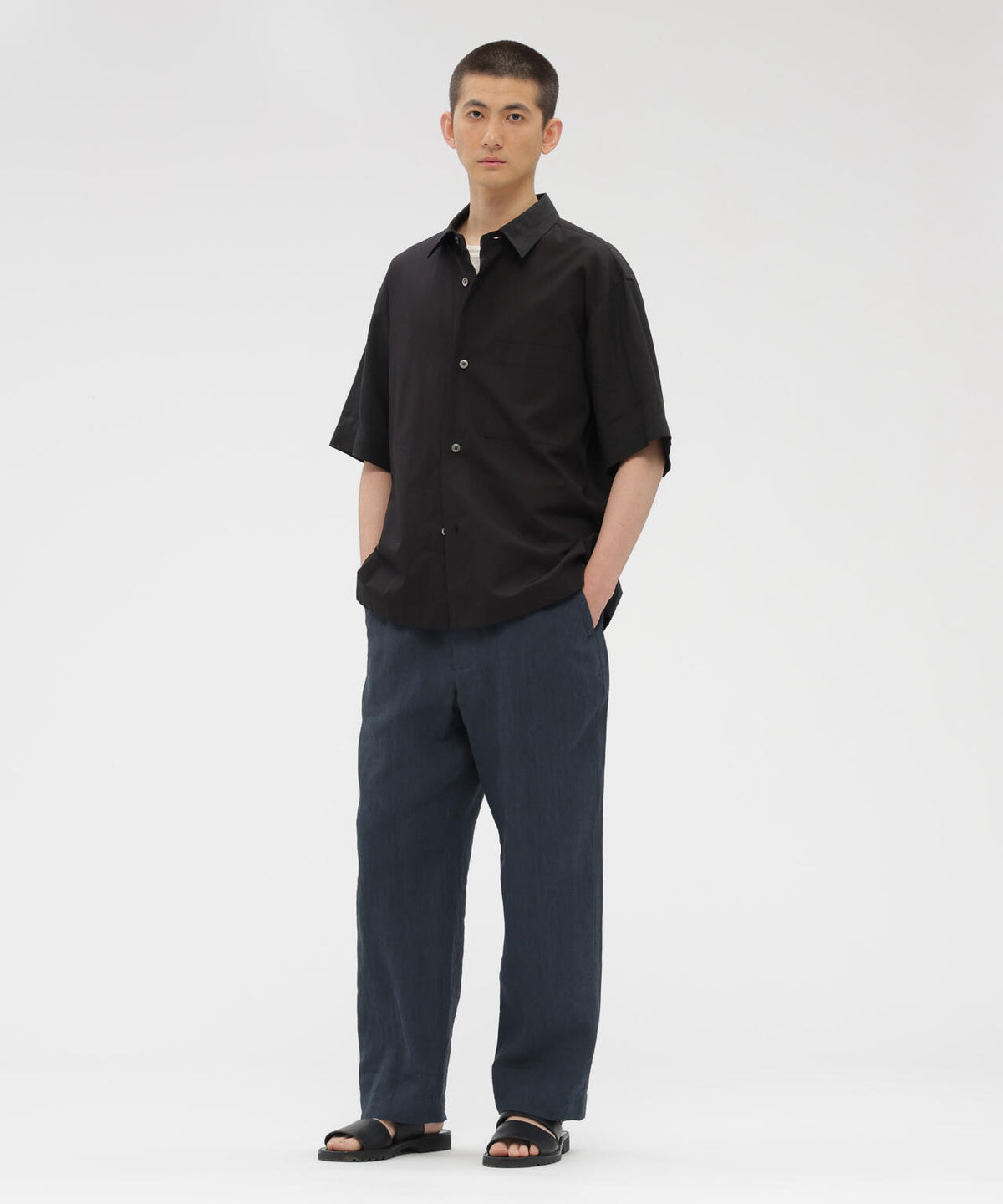 YARN DYED LINEN PLAINWEAVE TROUSERS | MARGARET HOWELL 