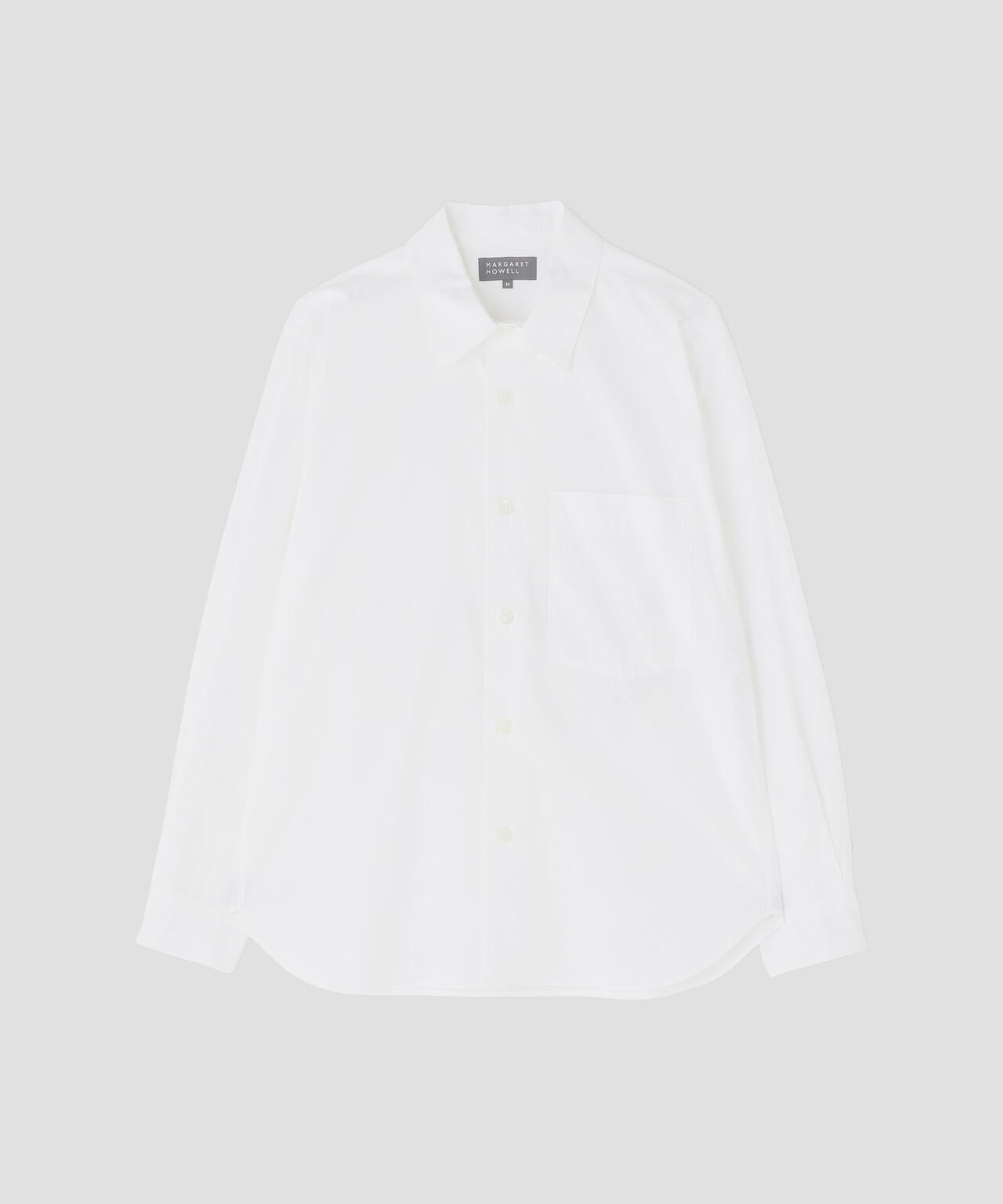マーガレットハウエル　日本製　コットン　レギュラーカラー　ホワイト　L PLAIN COTTON POPLIN SHIRT | MARGARET HOWELL（マーガレット