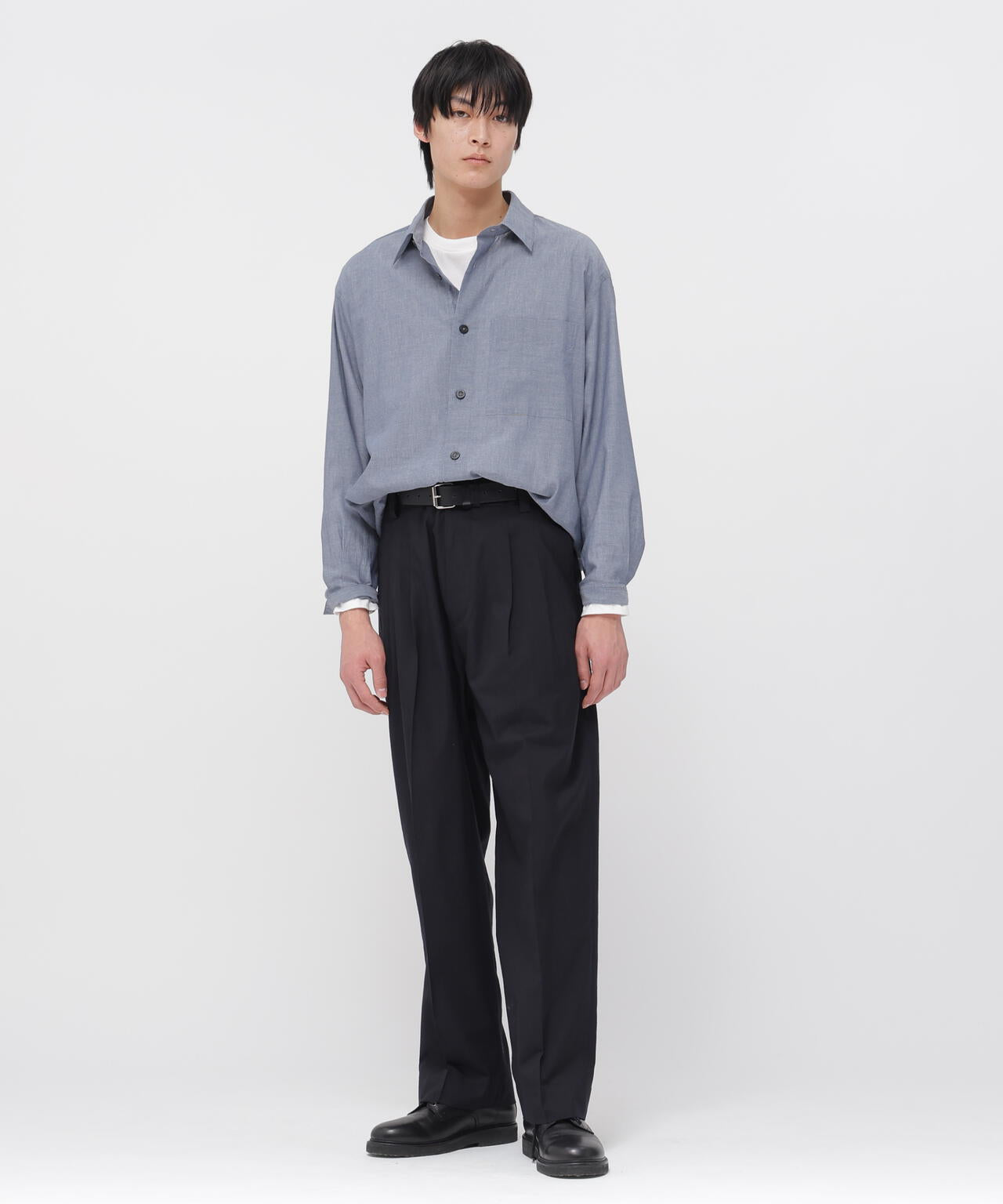 25SS✨️マーガレットハウエル コットンボイルシャツ チャコール L 洗える COTTON WOOL VOILE SHIRT | MARGARET HOWELL（マーガレット・ハウエル
