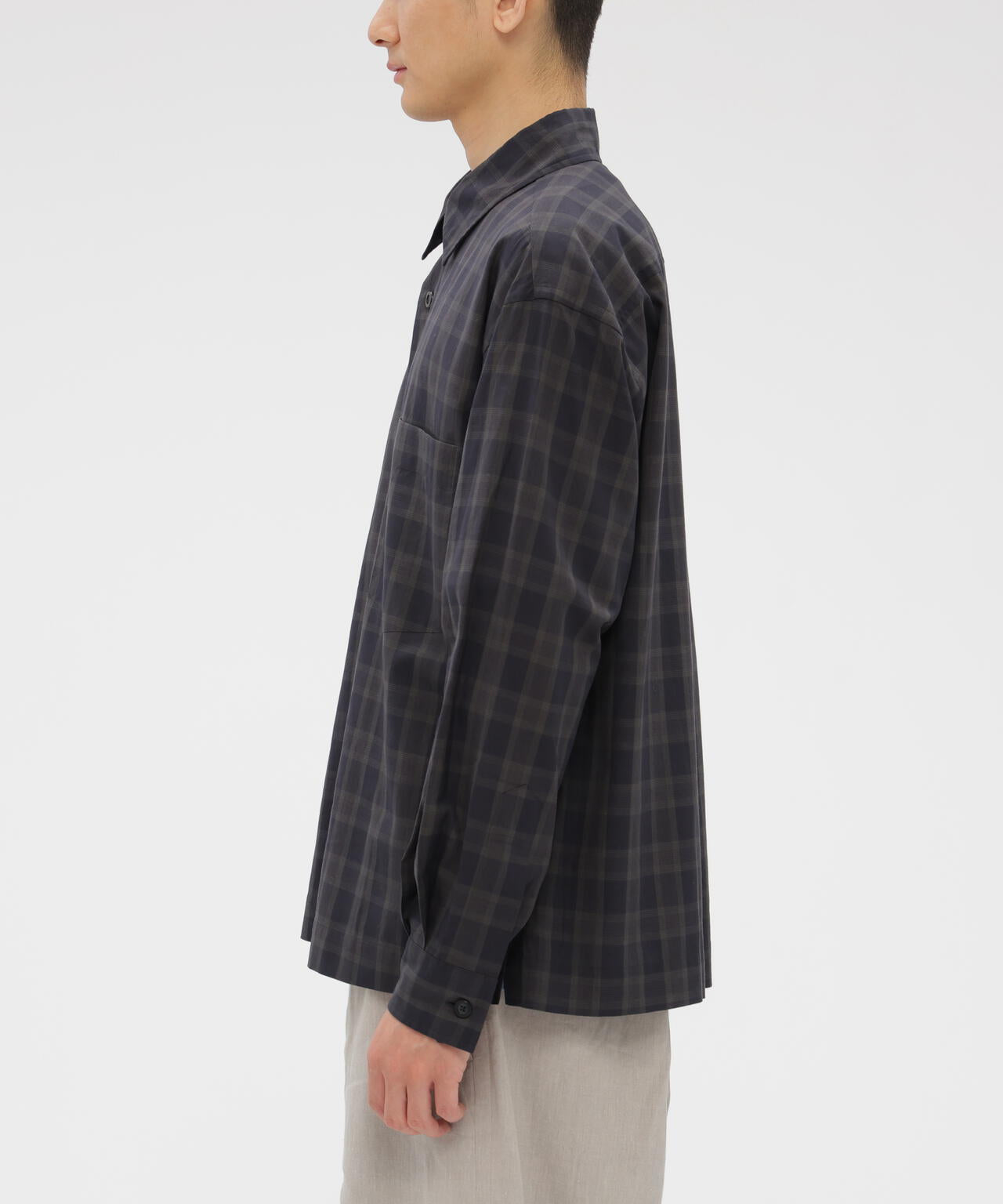 極美品✨ マーガレットハウエル リネン シャツ 長袖 メンズ チェック ブラック COTTON VOILE CHECK SHIRT | MARGARET HOWELL（マーガレット・ハウエル